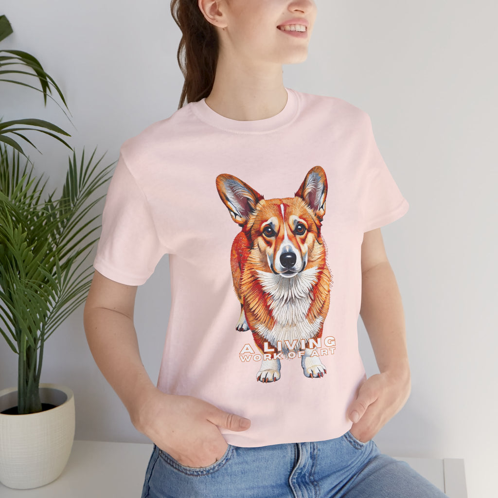 Corgi T Shirt | Living Work of Art Collection | Pointillism Style
