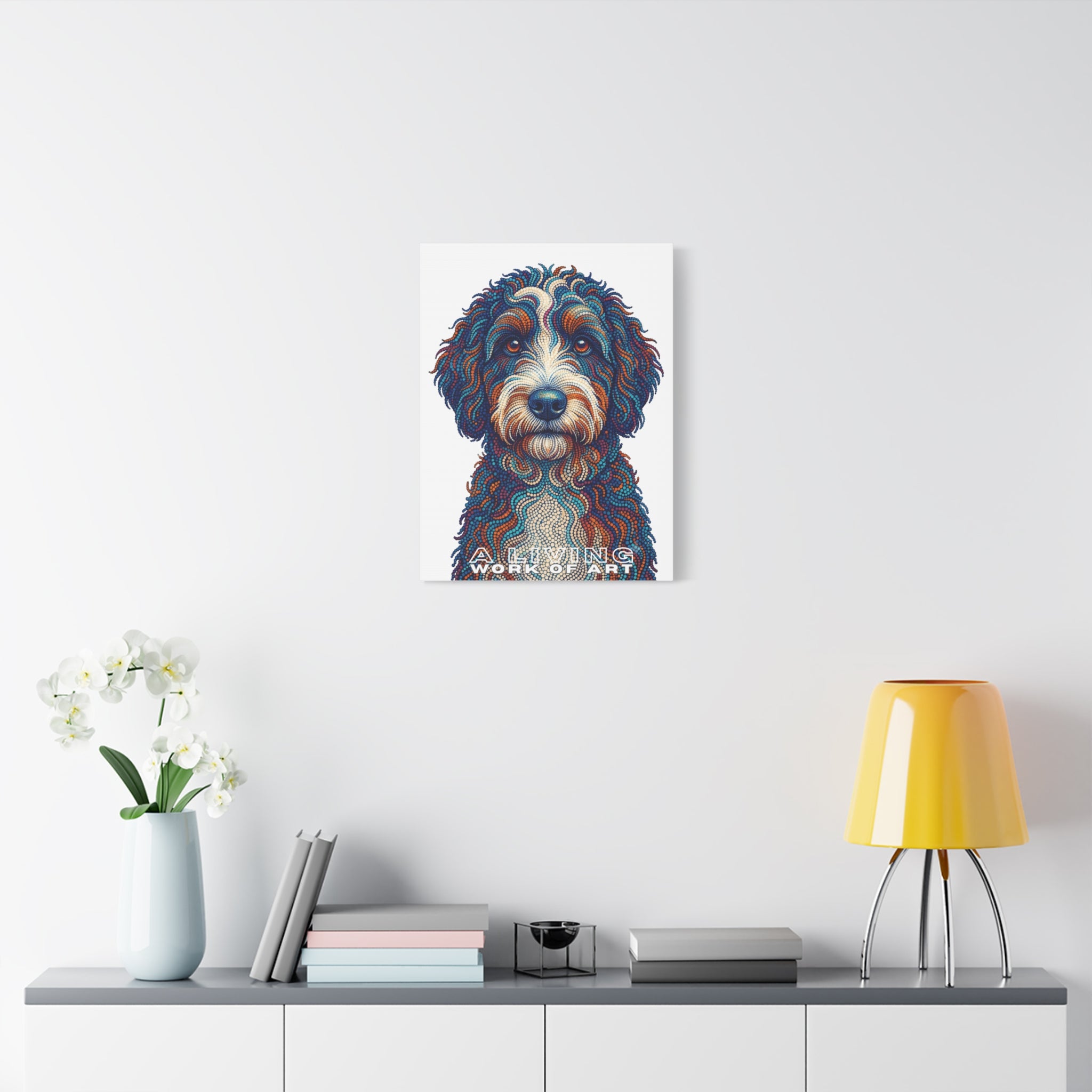 Bernedoodle Canvas Wall Art | Living Work of Art Collection | Pointillism Style Print