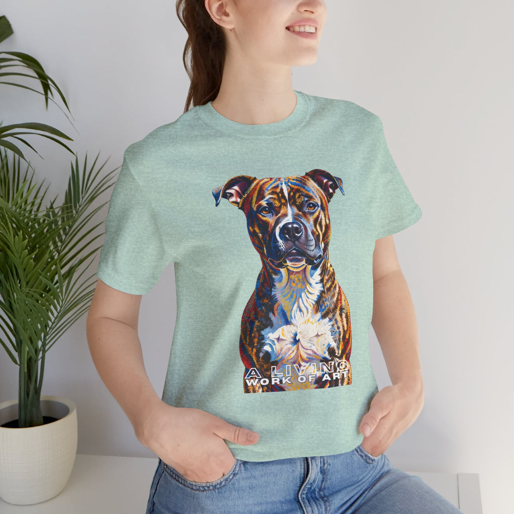 Staffordshire Bull Terrier T Shirt | Living Work of Art Collection | Pointillism Style