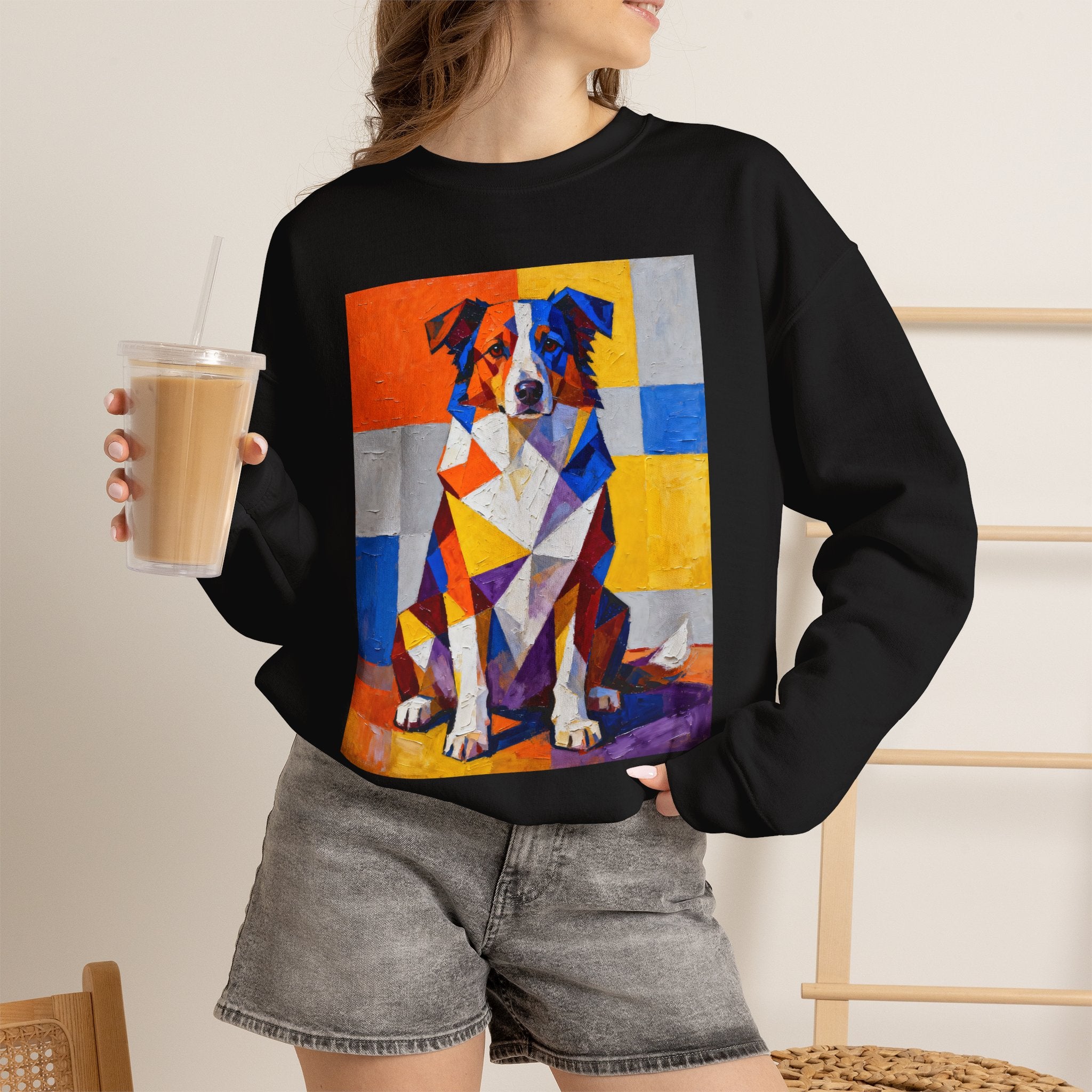 Australian Shepherd Sweatshirt | Living Work of Art Collection | Cubist Style