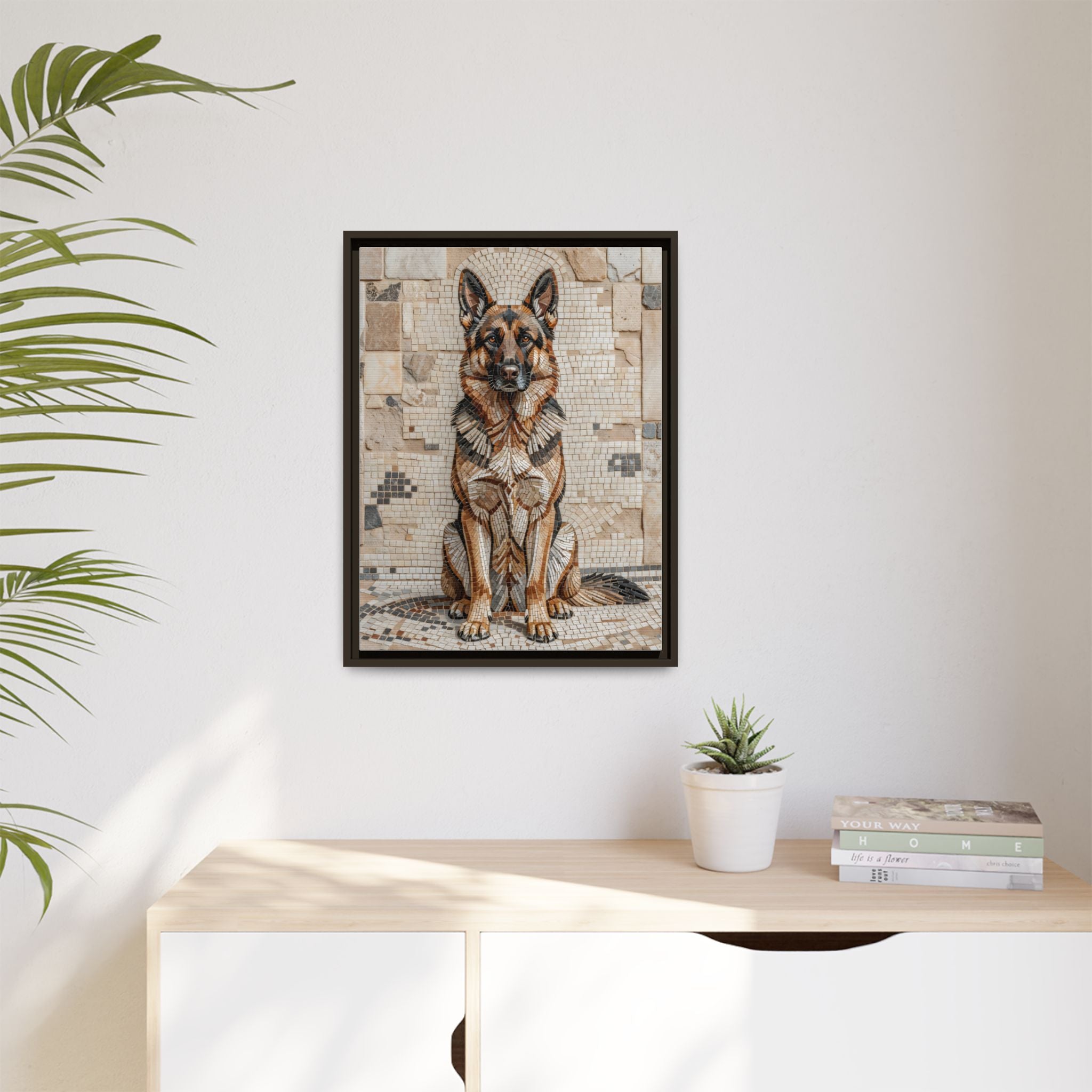 German Shepherd Canvas Wall Art | Living Work of Art Collection | Mosaic Style Print