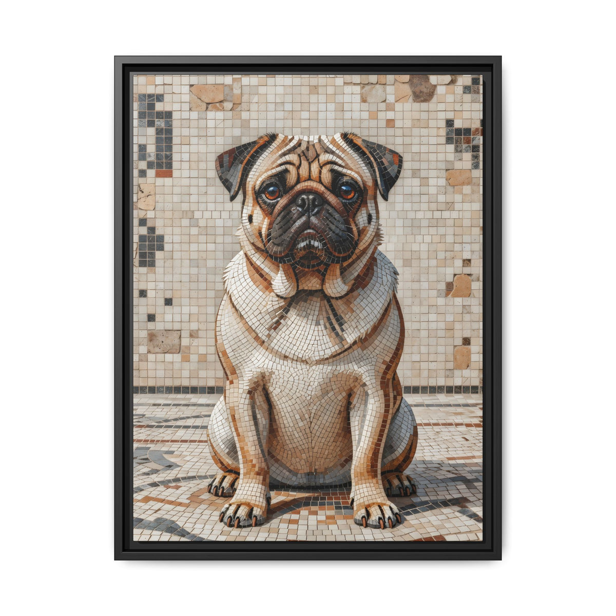 Pug Canvas Wall Art - Mosaic Style Fine Art Print | Living Work of Art Collection