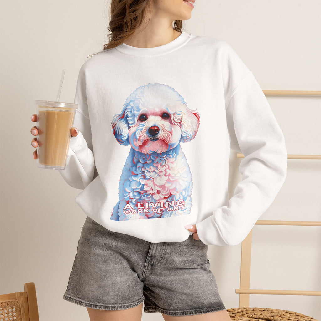 Bichon Frise Sweatshirt | Living Work of Art Collection | Pointillism Style