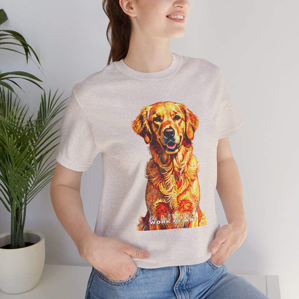 Golden Retriever Pointer T Shirt | Living Work of Art Collection | Pointillism Style