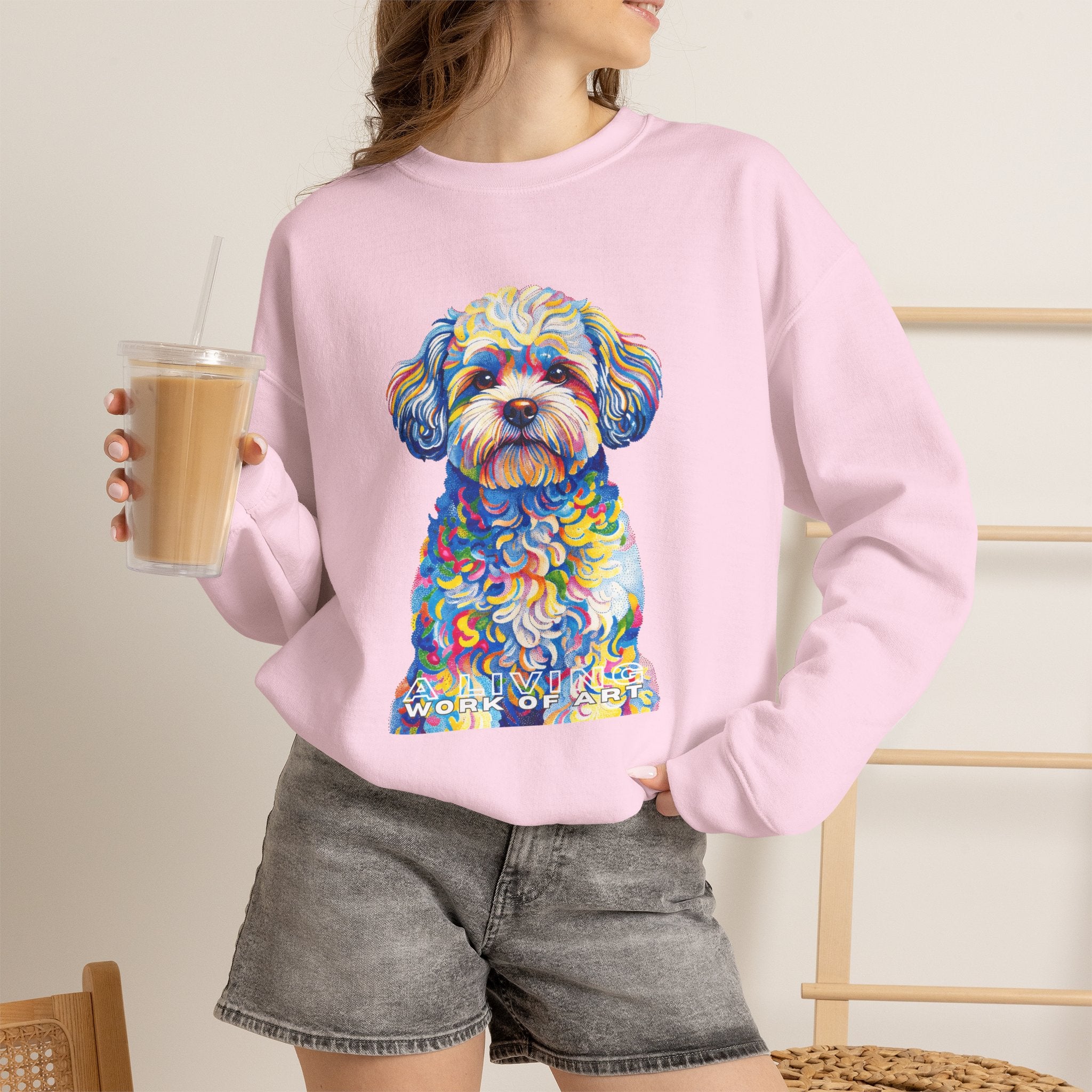 Shih-Poo Sweatshirt | Living Work of Art Collection | Pointillism Style