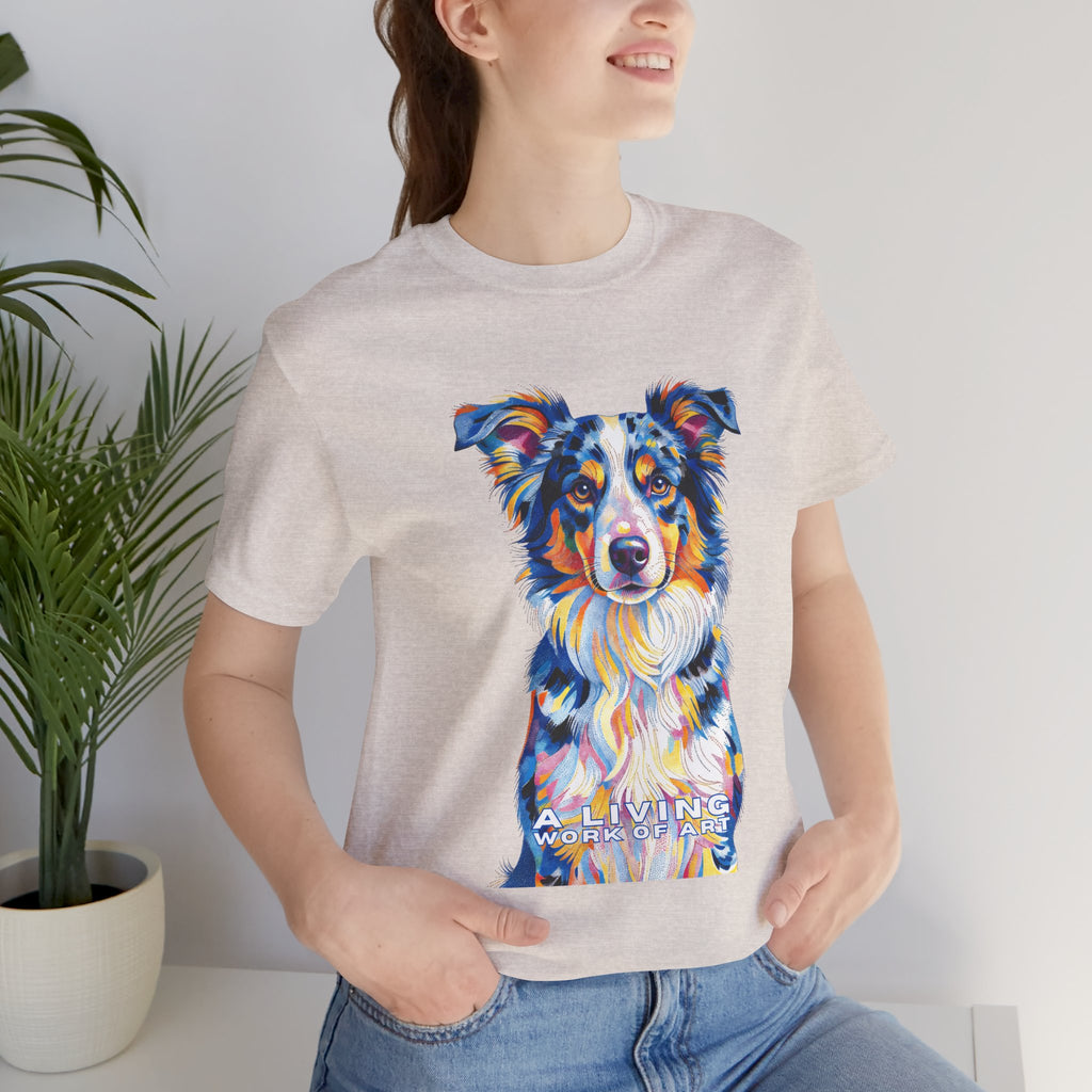 Australian Shepherd T Shirt | Living Work of Art Collection | Pointillism Style
