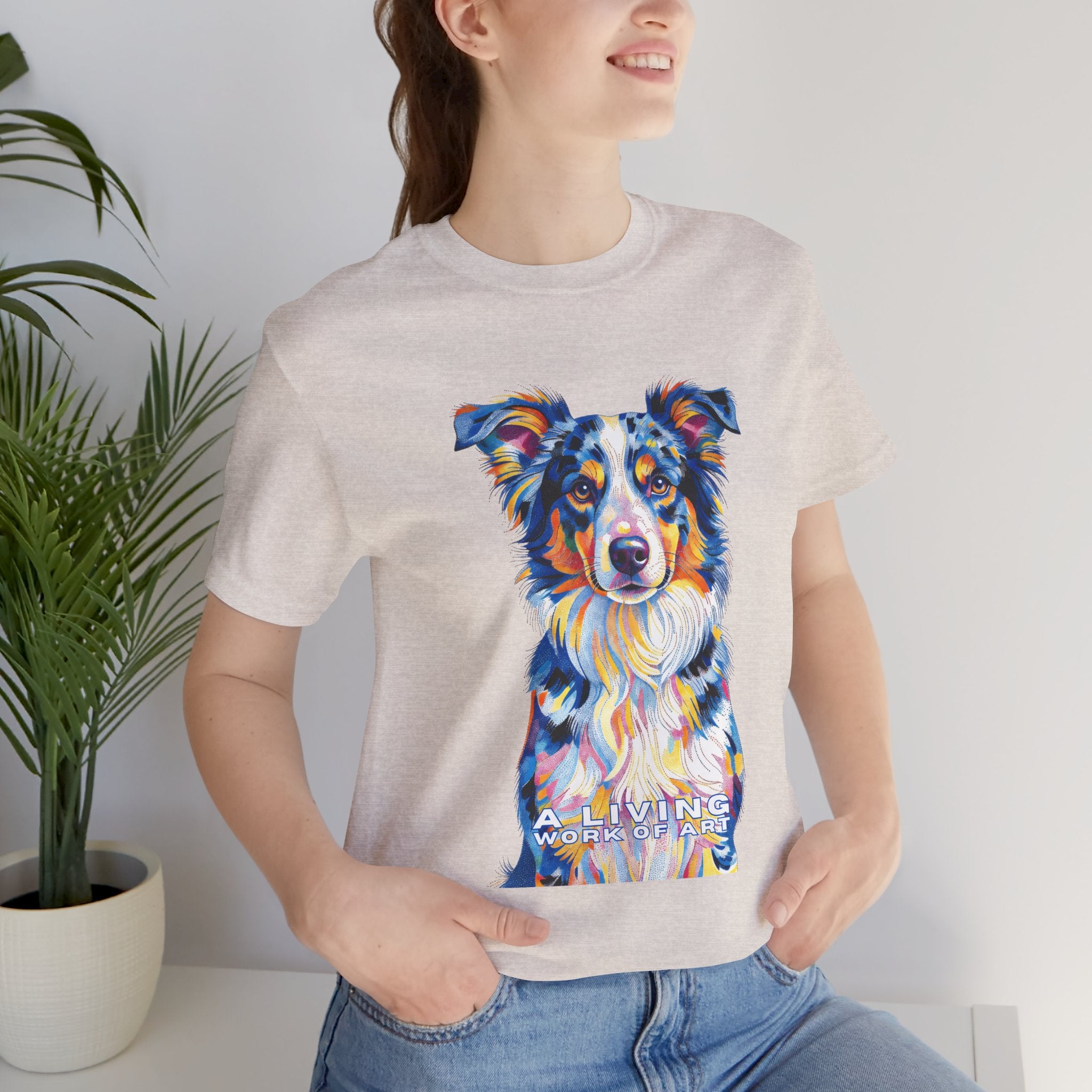 Australian Shepherd T Shirt | Living Work of Art Collection | Pointillism Style