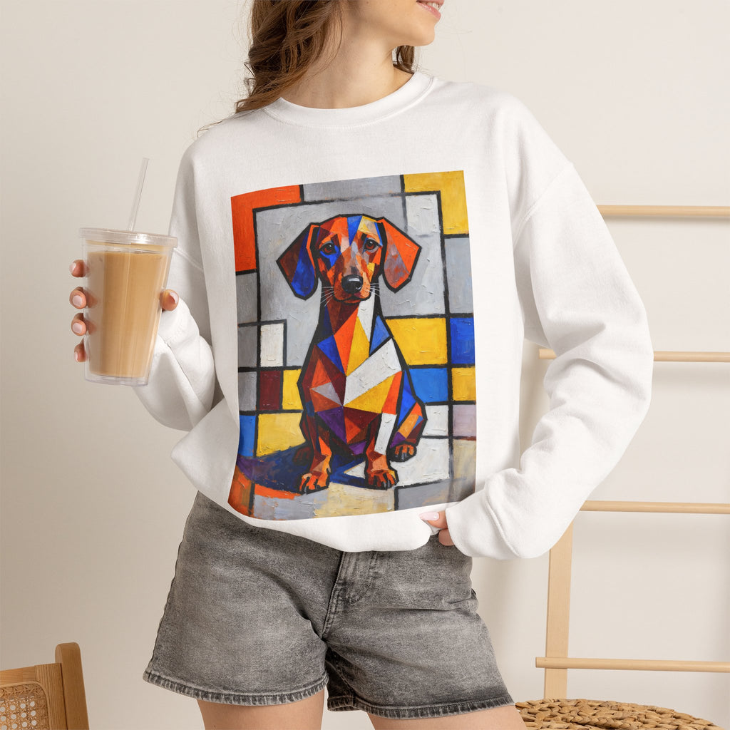 Dachshund Sweatshirt | Living Work of Art Collection | Cubist Style