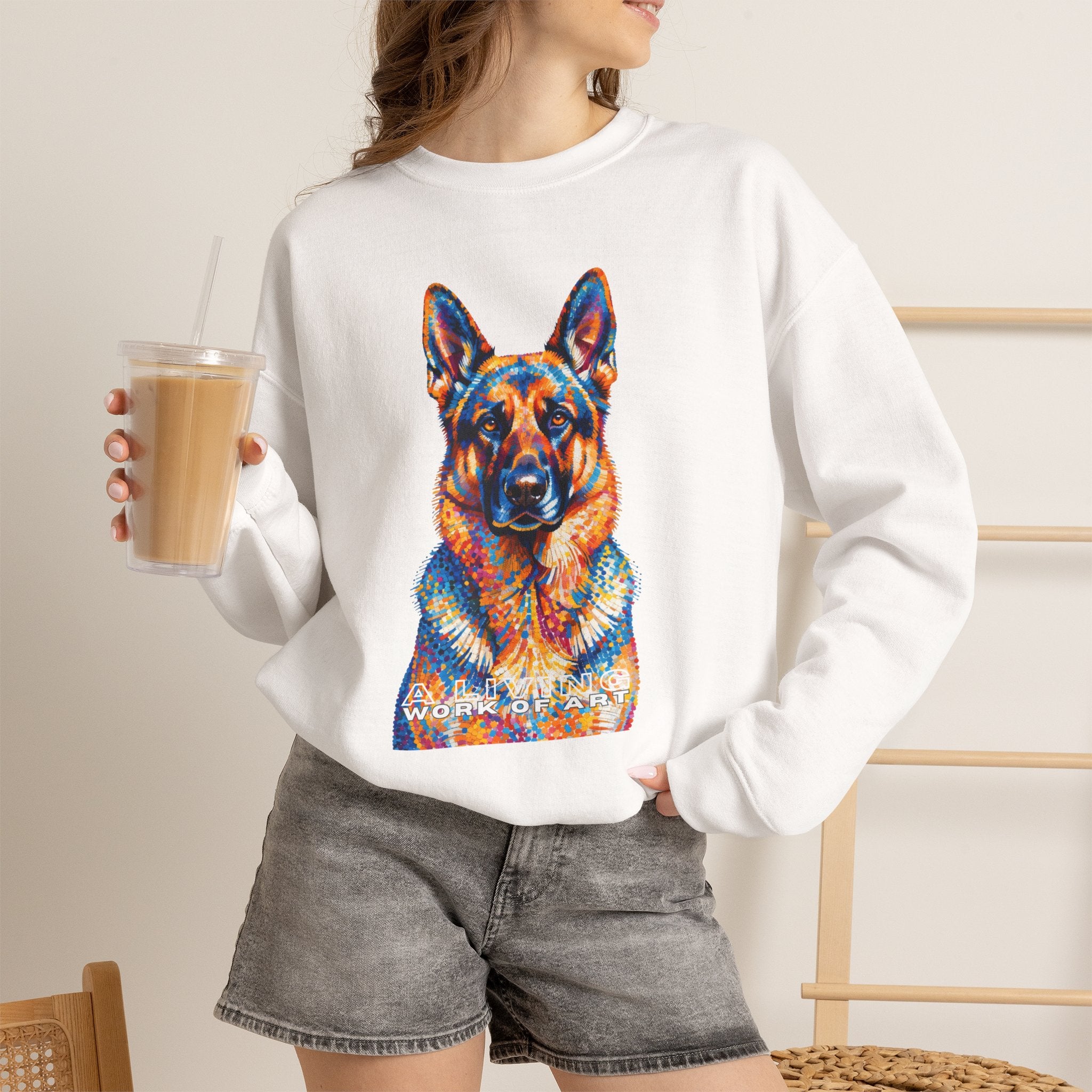 German Shepherd Sweatshirt | Living Work of Art Collection | Pointillism Style