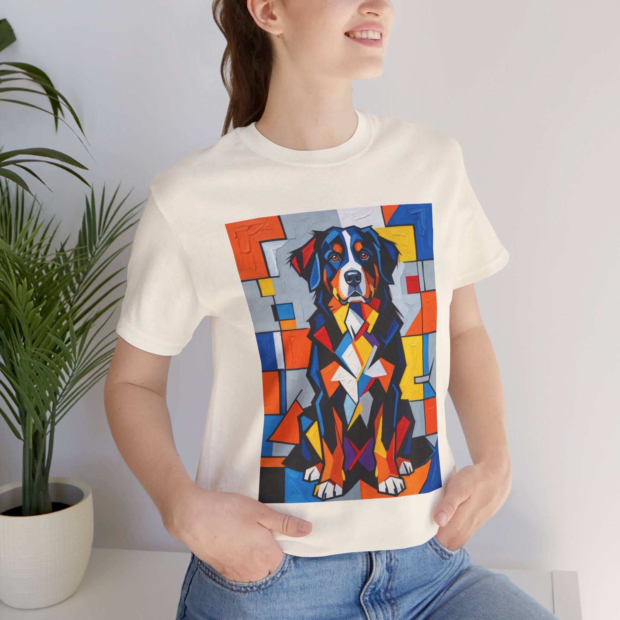 Bernese Mountain Dog T Shirt | Living Work of Art Collection | Cubist Style