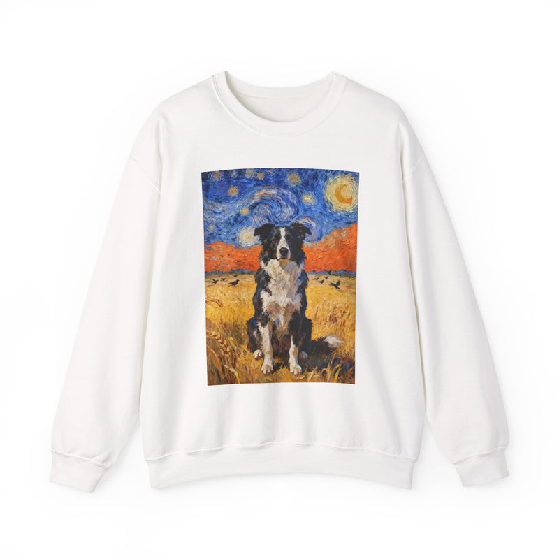 Border Collie In A Field Sweatshirt | Living Work of Art Collection | Van Gogh Style