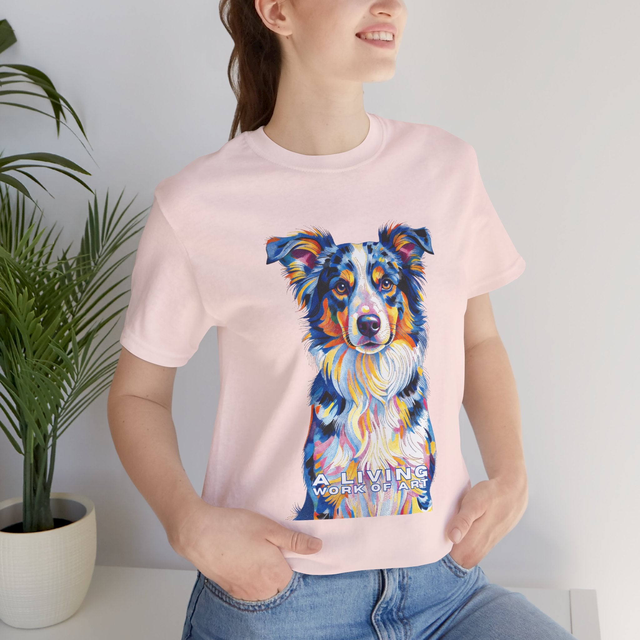 Australian Shepherd T Shirt | Living Work of Art Collection | Pointillism Style