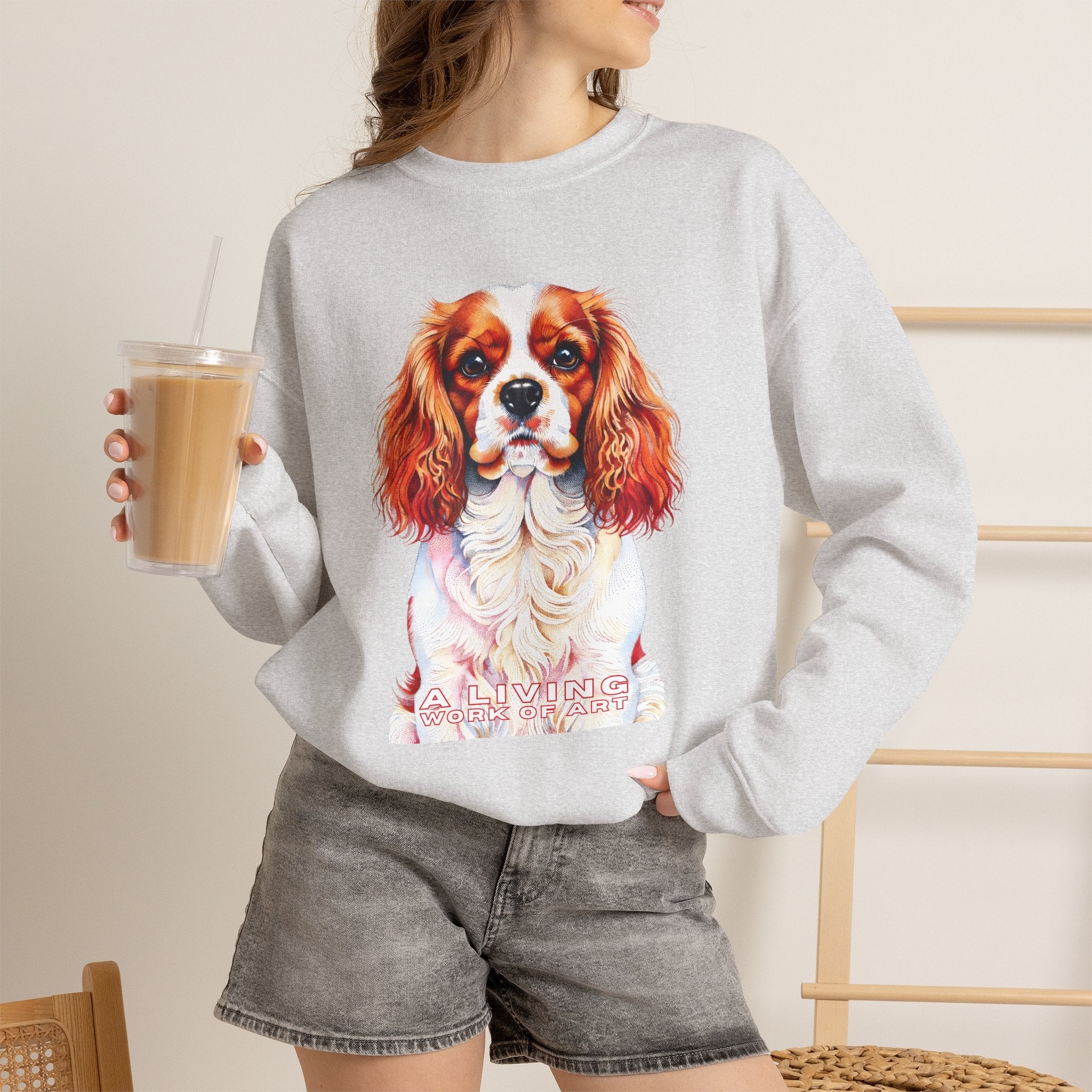 Cavalier King Charles Spaniel Sweatshirt | Living Work of Art Collection | Pointillism Style