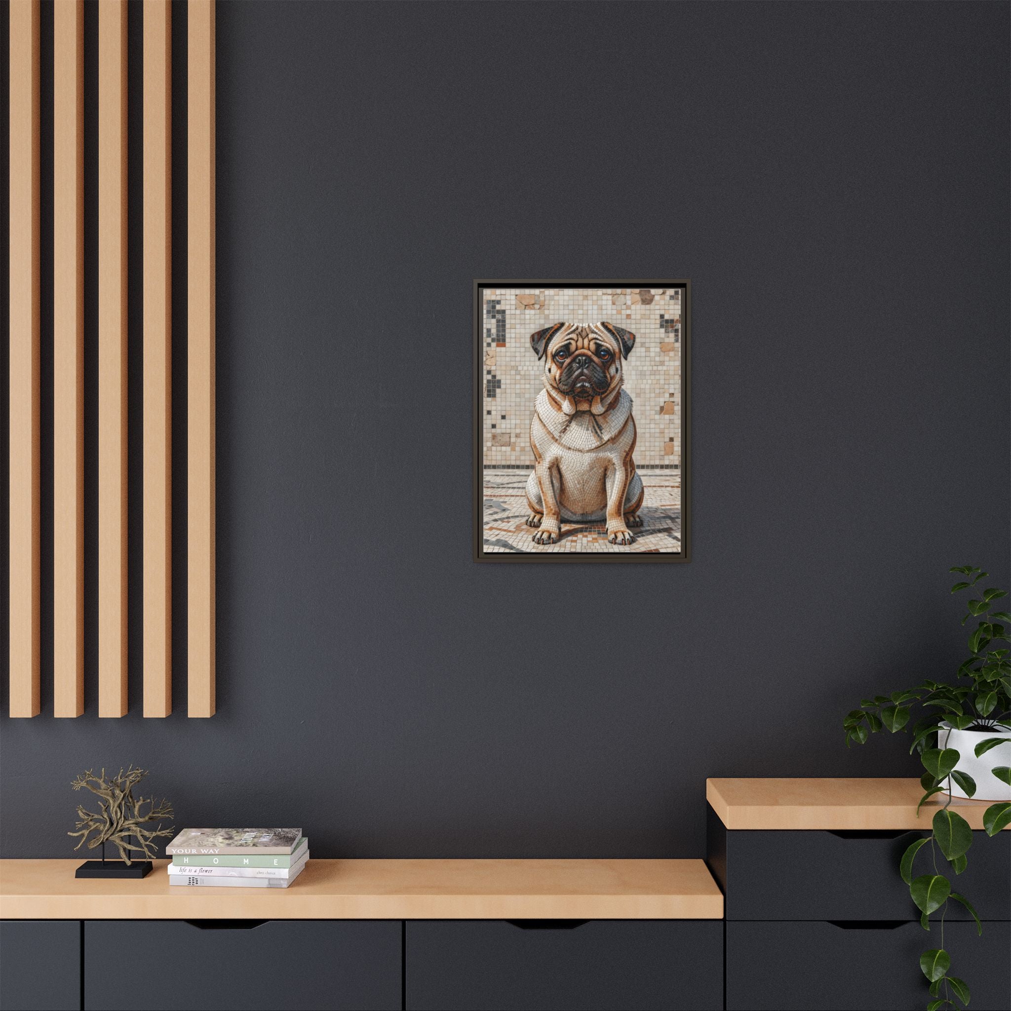 Pug Canvas Wall Art | Living Work of Art Collection | Mosaic Style Print
