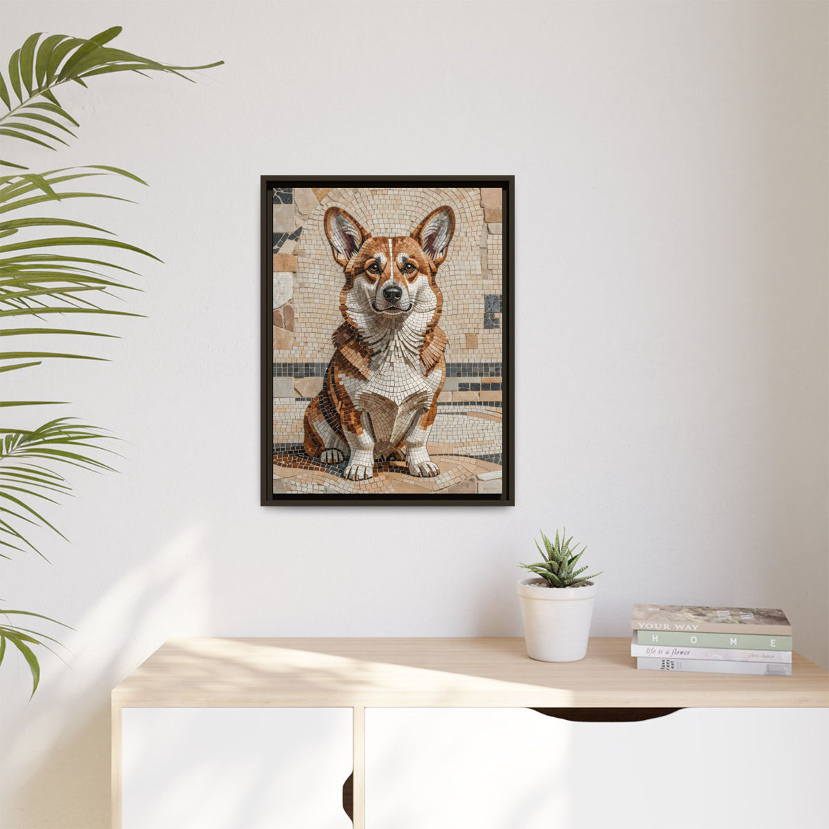 Corgi Canvas Wall Art - Mosaic Style Fine Art Print | Living Work of Art Collection