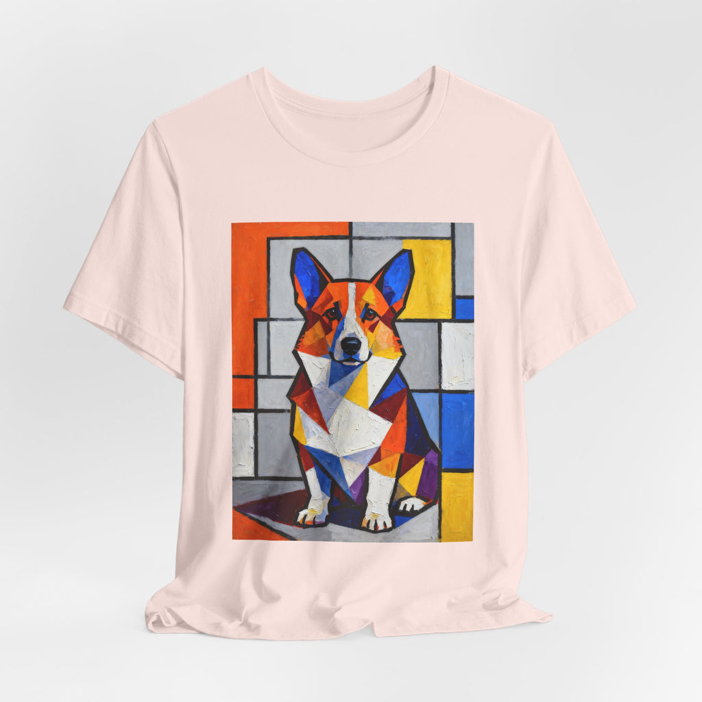 Corgi T Shirt | Living Work of Art Collection | Cubist Style