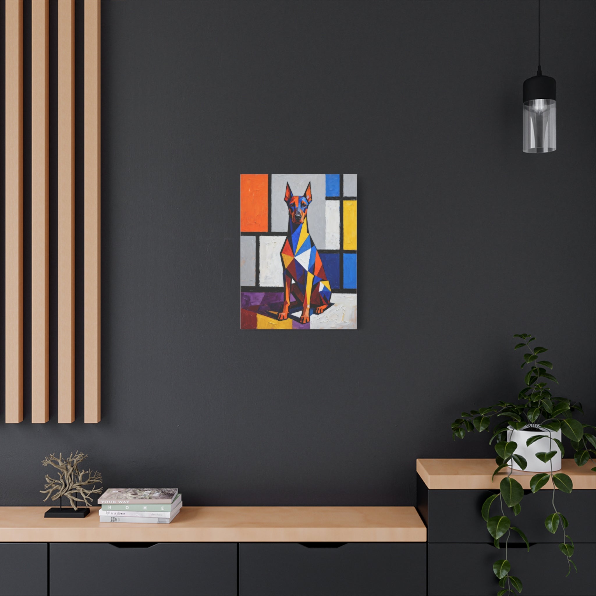Doberman Pinscher Canvas Wall Art | Living Work of Art Collection | Cubist Style Print