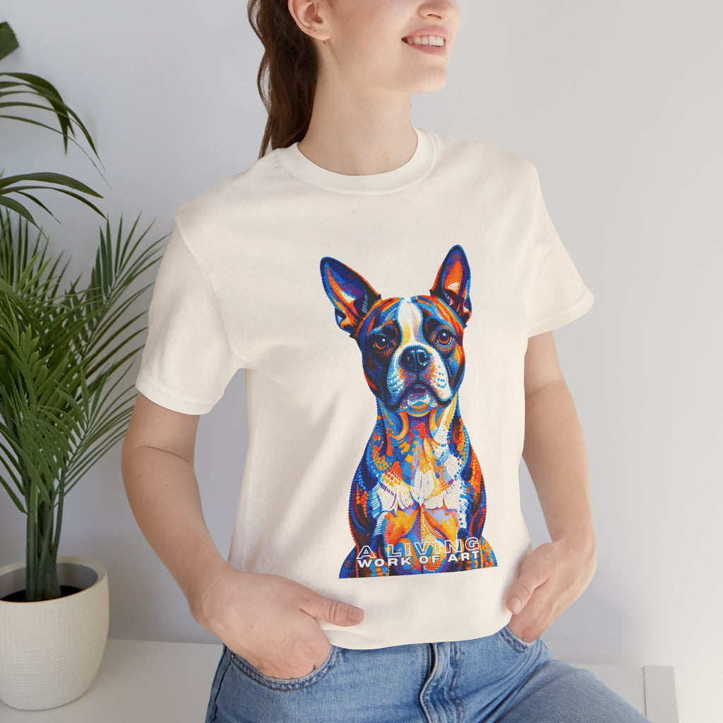 Boston Terrier T Shirt | Living Work of Art Collection | Pointillism Style