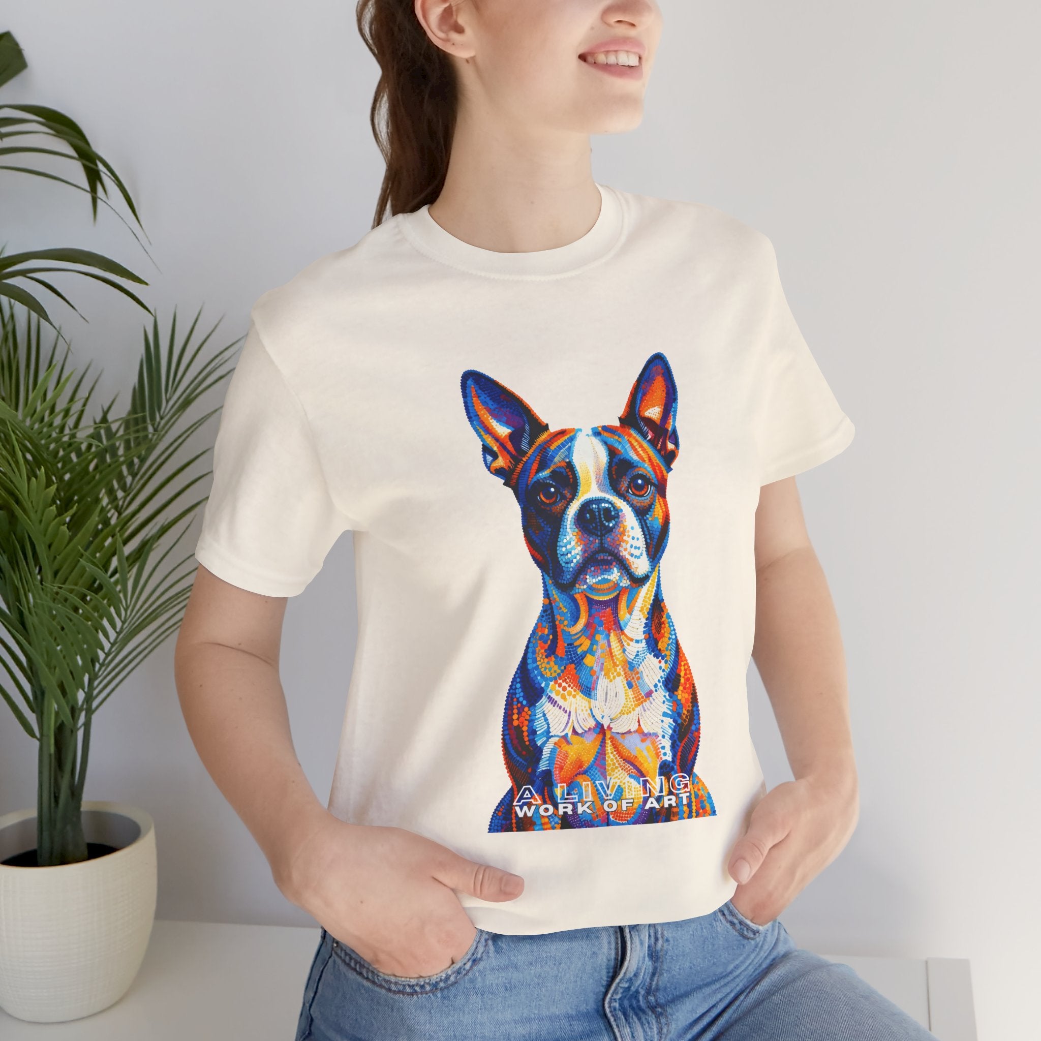 Boston Terrier T Shirt | Living Work of Art Collection | Pointillism Style