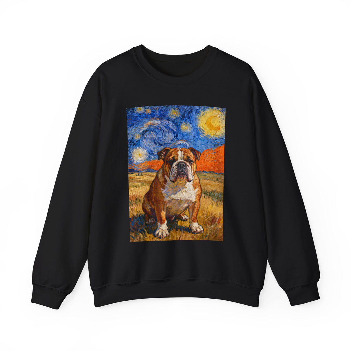 Bulldog In A Field Sweatshirt | Living Work of Art Collection | Van Gogh Style