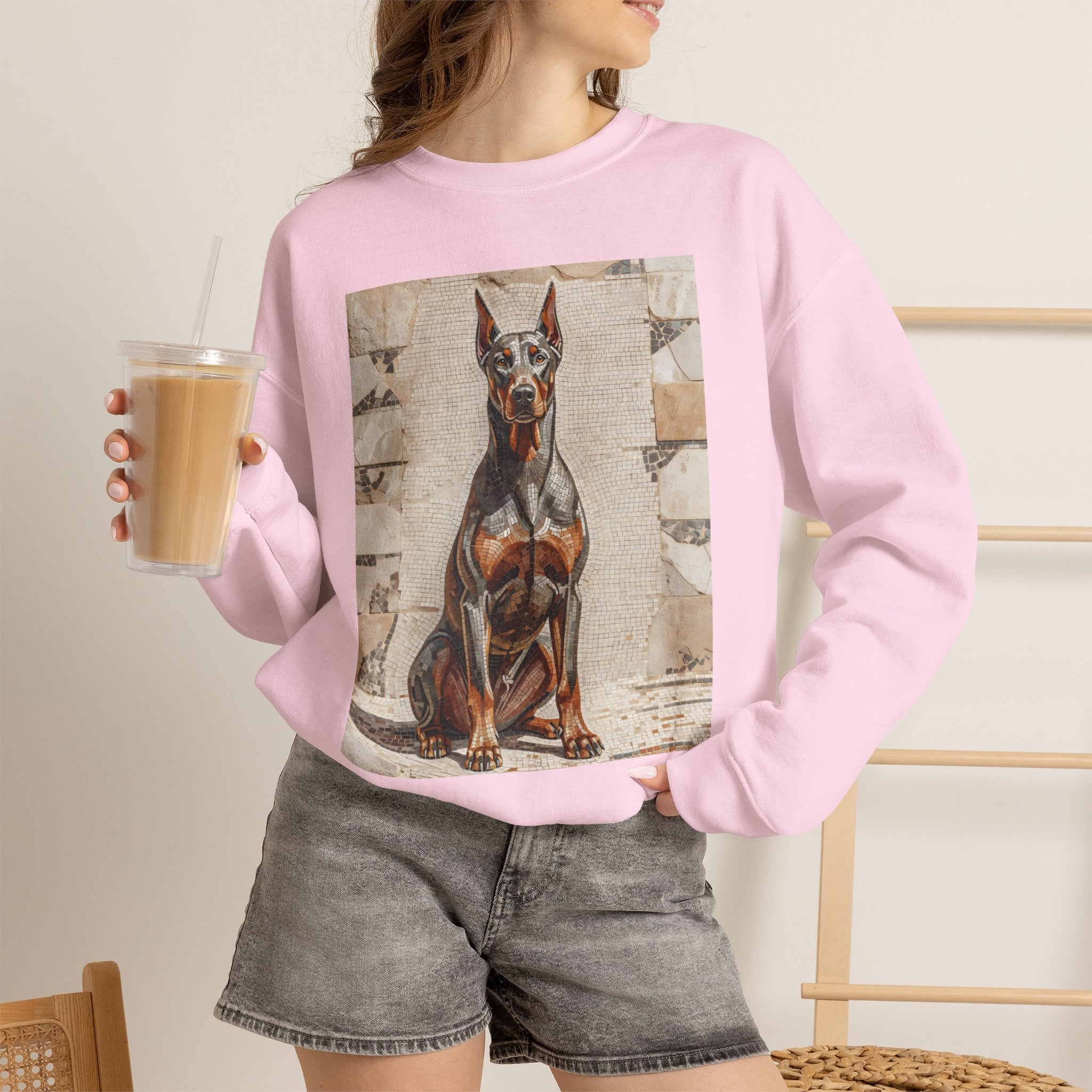 Doberman Pinscher Sweatshirt | Living Work of Art Collection | Mosaic Style