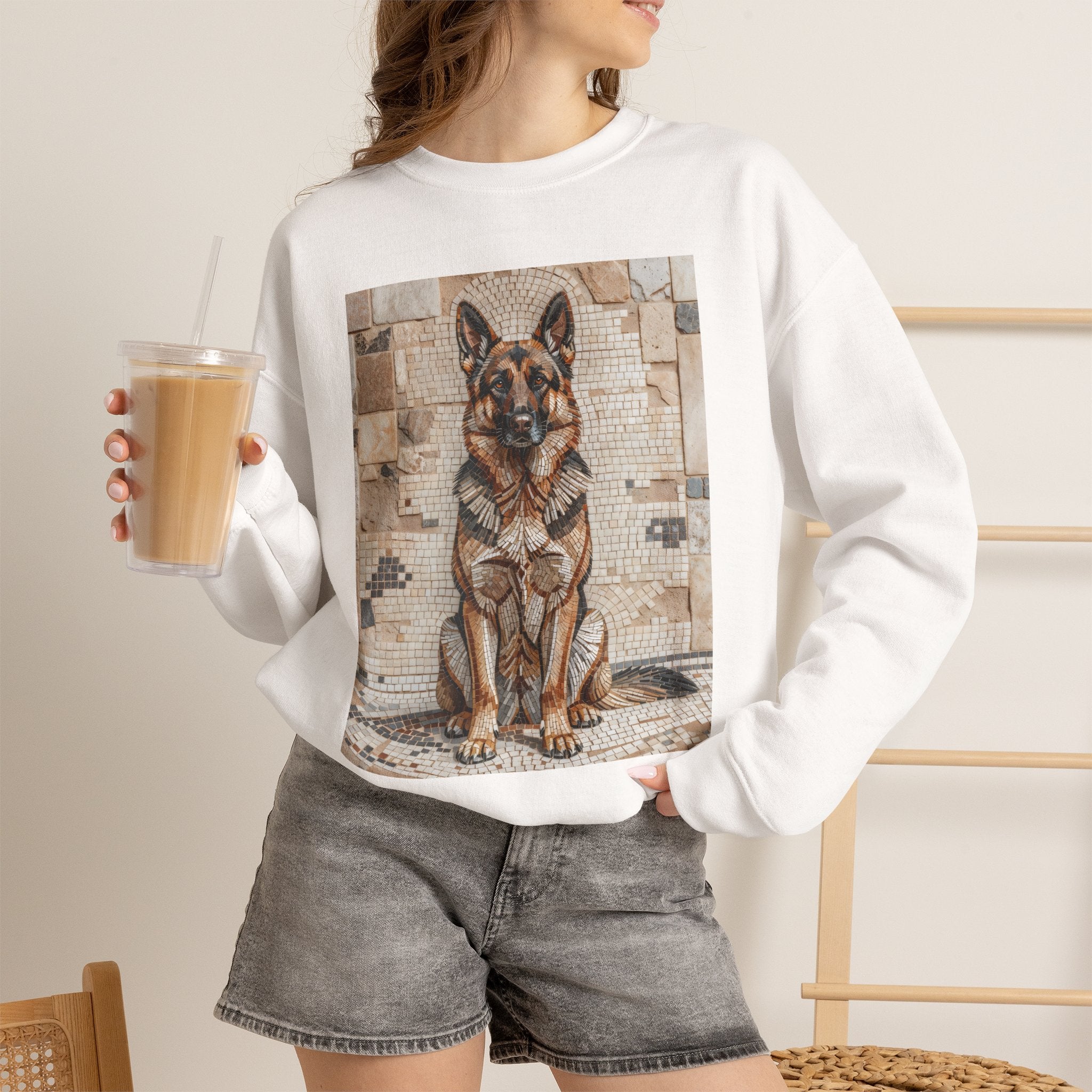 German Shepherd Sweatshirt | Living Work of Art Collection | Mosaic Style