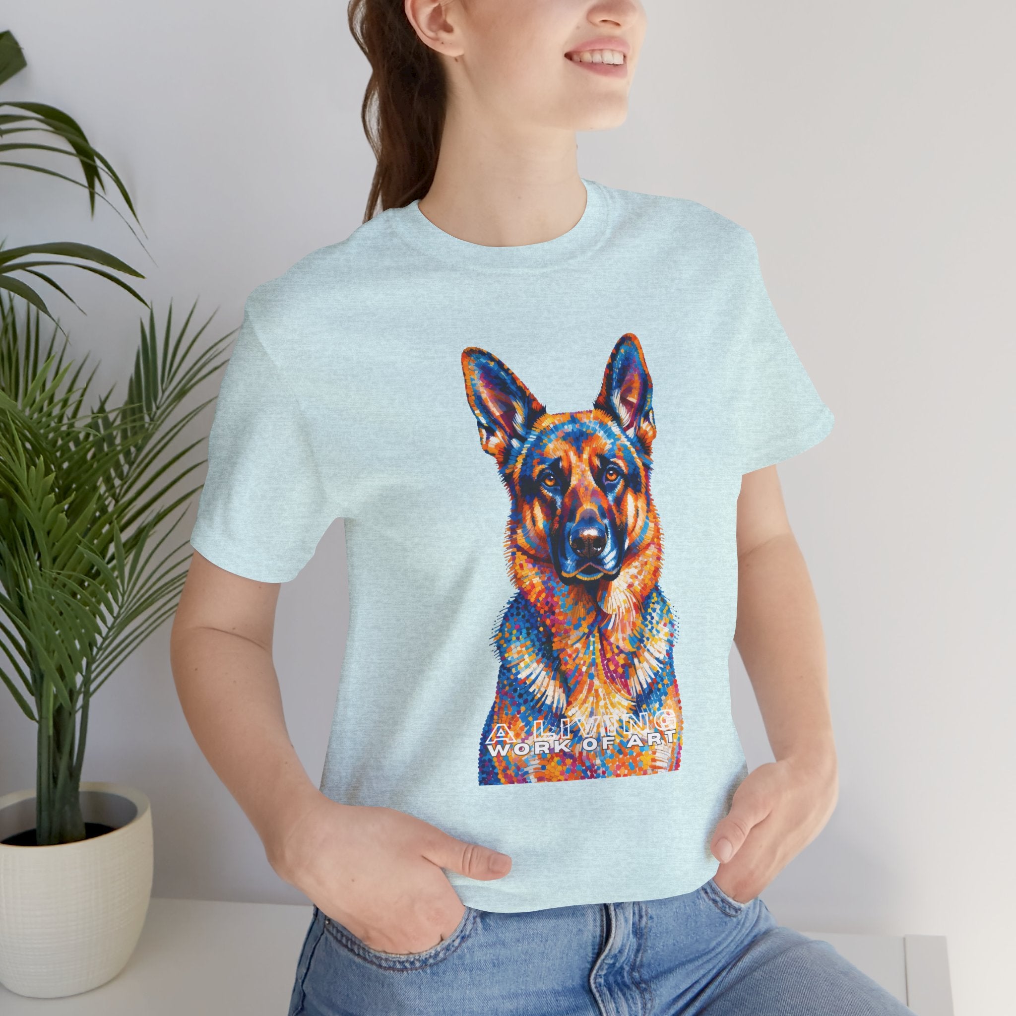 German Shepherd T Shirt | Living Work of Art Collection | Pointillism Style