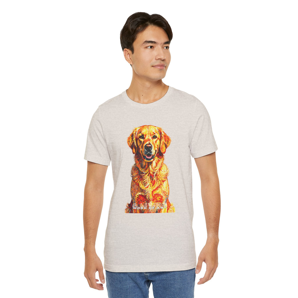 Golden Retriever Pointer T Shirt | Living Work of Art Collection | Pointillism Style