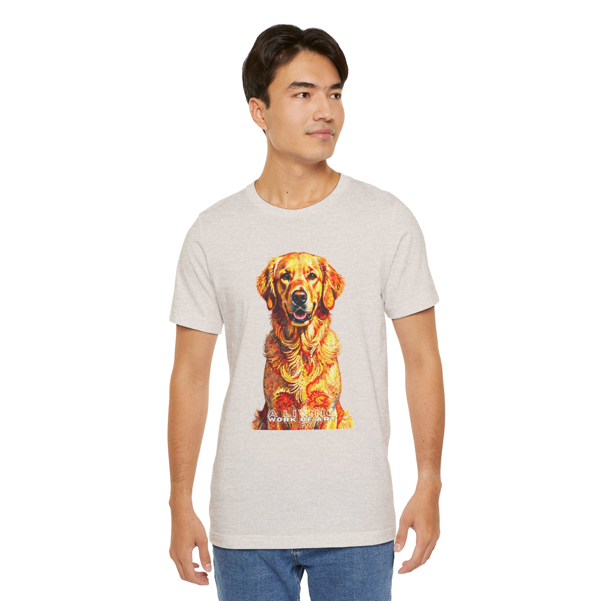 Golden Retriever Pointer T Shirt | Living Work of Art Collection | Pointillism Style