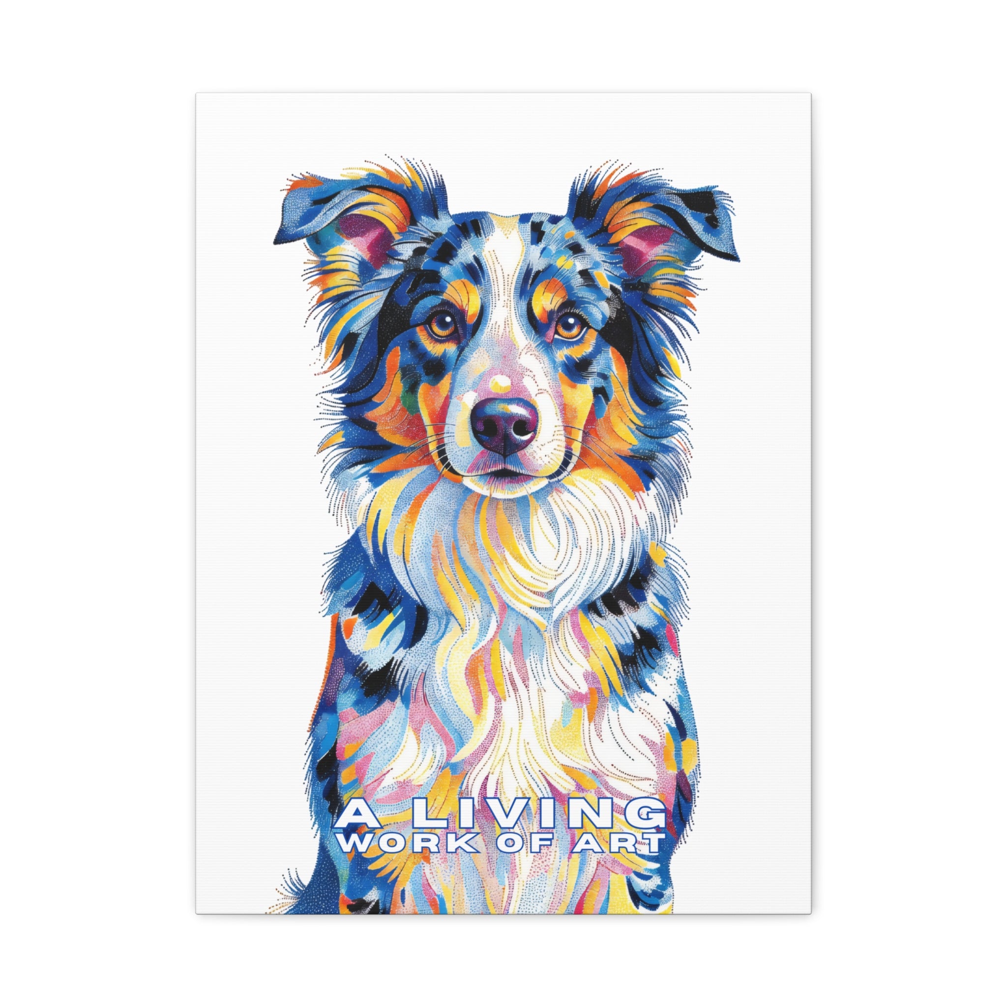 Australian Shepherd Canvas Wall Art | Living Work of Art Collection | Pointillism Style Print