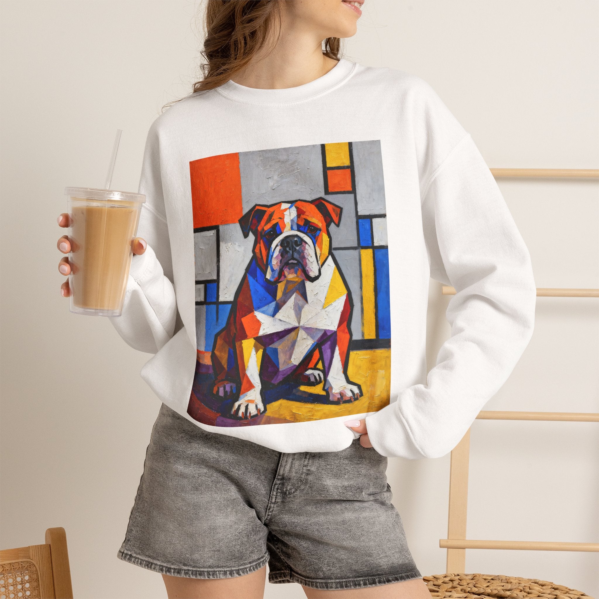 Bulldog Sweatshirt | Living Work of Art Collection | Cubist Style