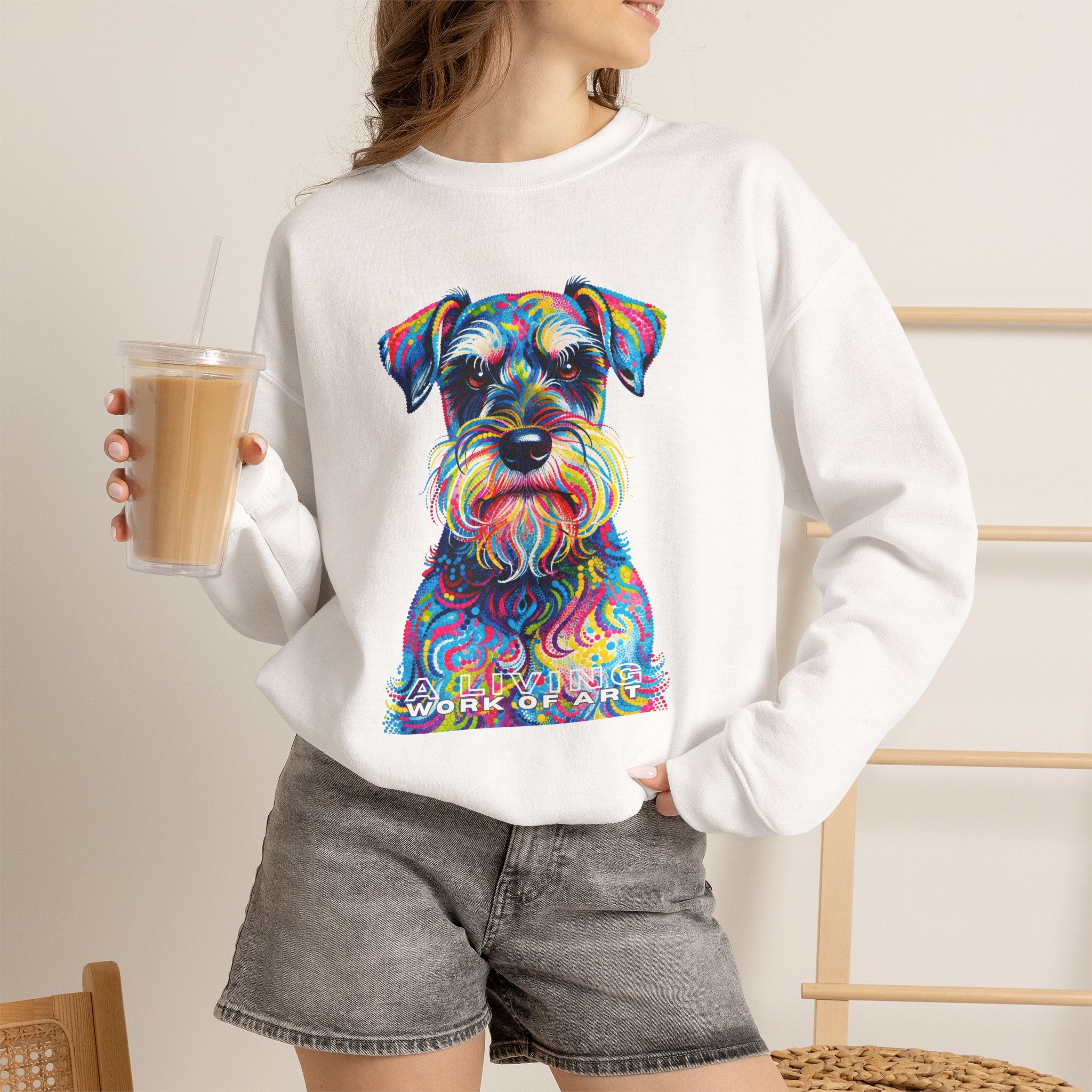 Schnauzer Sweatshirt | Living Work of Art Collection | Pointillism Style