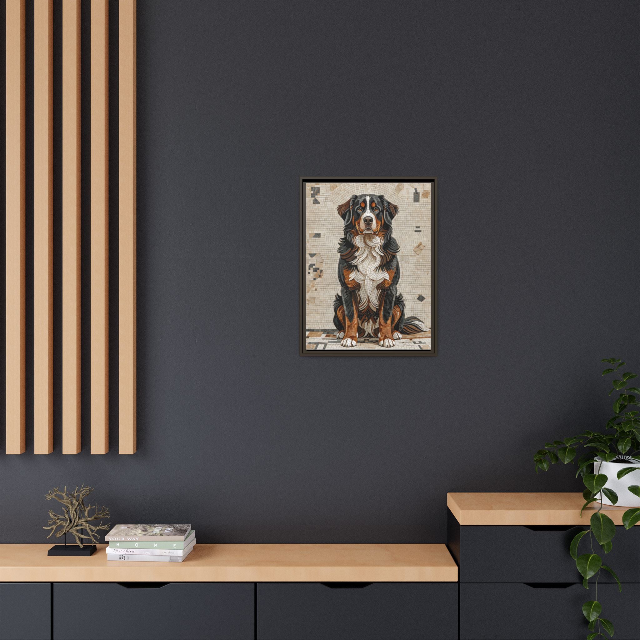 Bernese Mountain Dog Canvas Wall Art | Living Work of Art Collection | Mosaic Style Print
