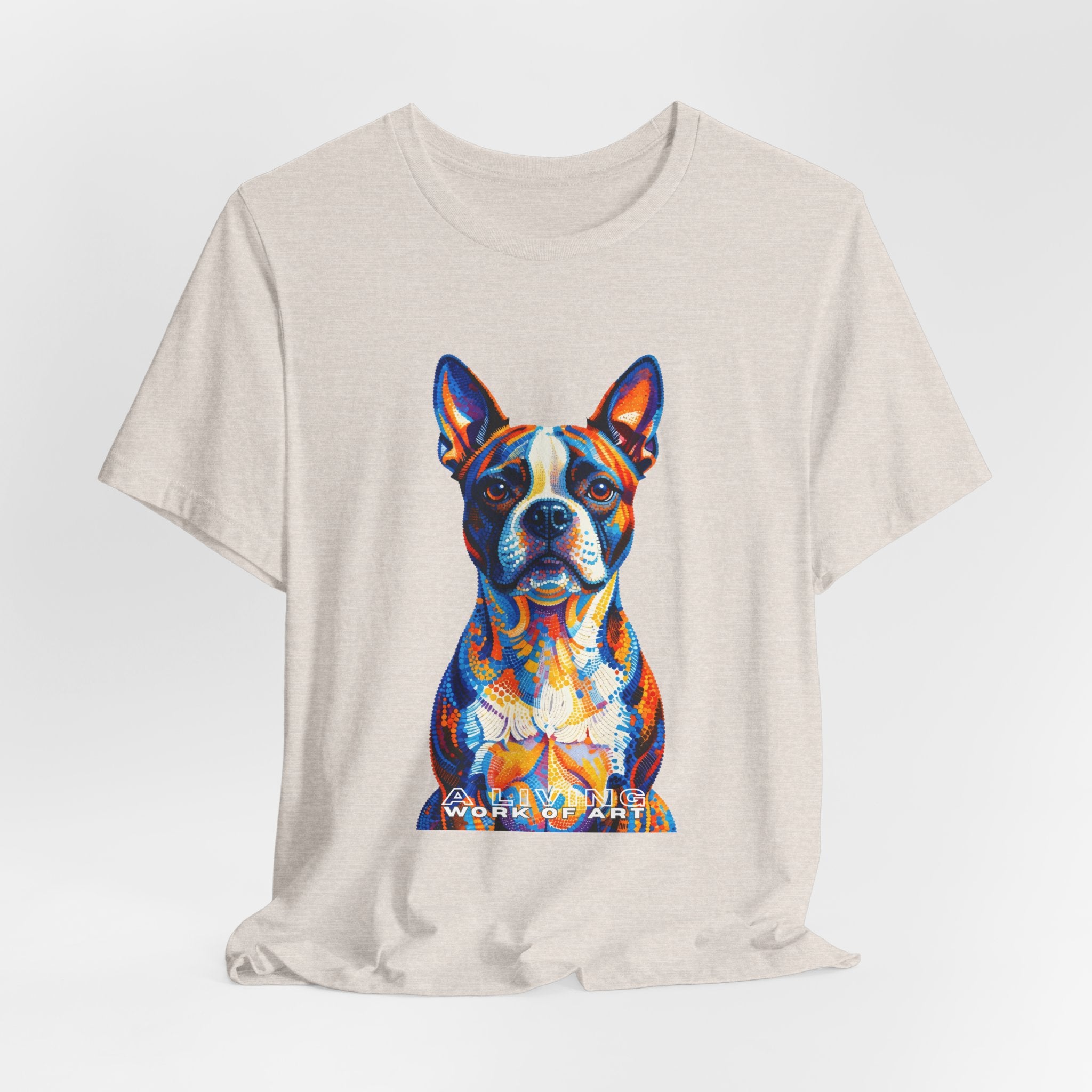 Boston Terrier T Shirt | Living Work of Art Collection | Pointillism Style