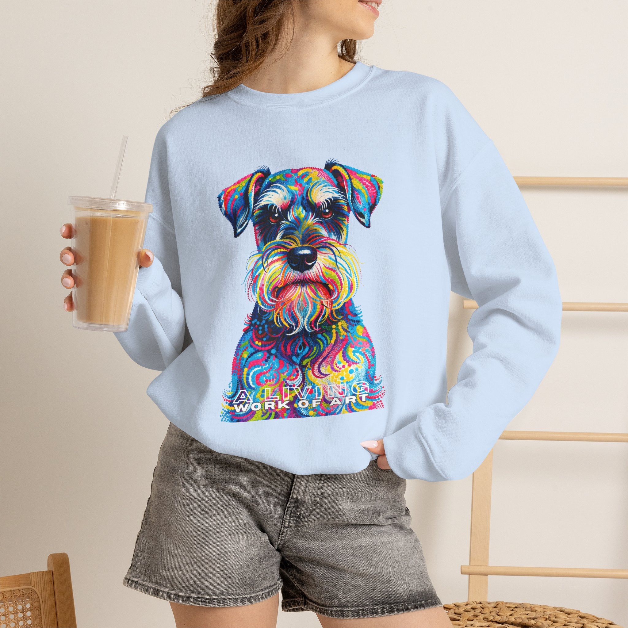 Schnauzer Sweatshirt | Living Work of Art Collection | Pointillism Style