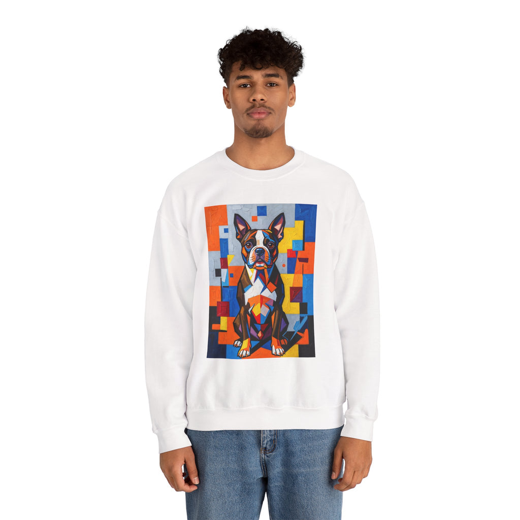 Boston Terrier Sweatshirt | Living Work of Art Collection | Cubist Style