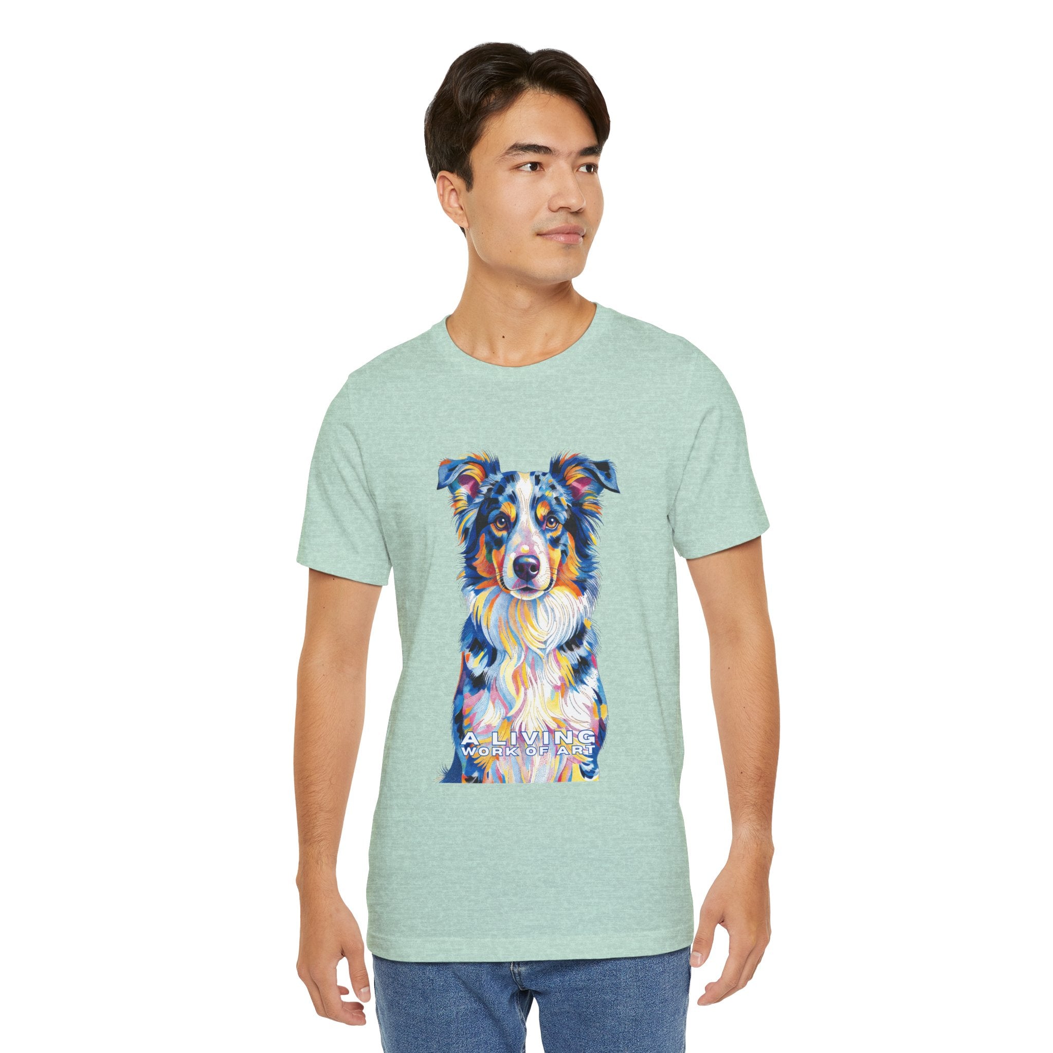 Australian Shepherd T Shirt | Living Work of Art Collection | Pointillism Style