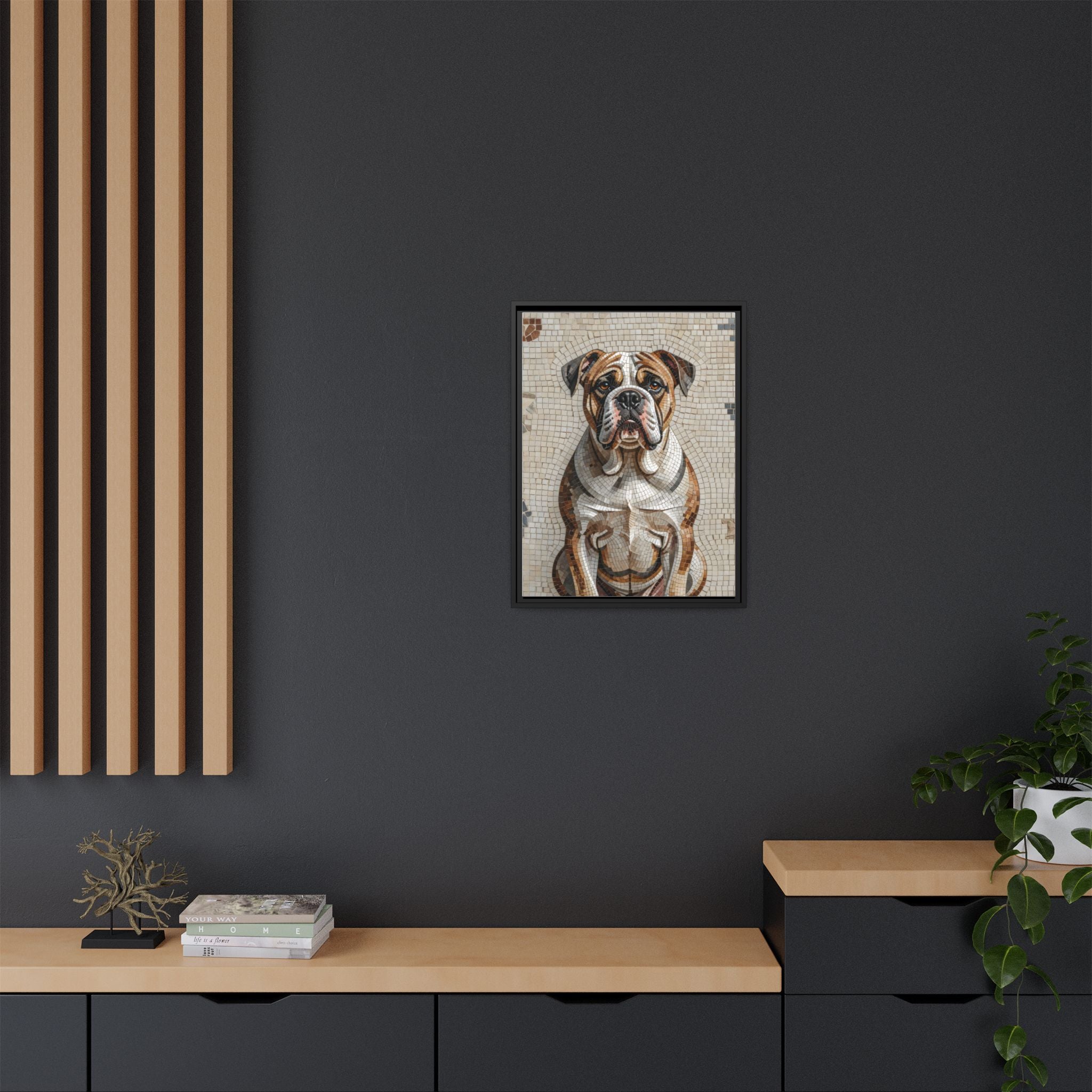 Bulldog Canvas Wall Art | Living Work of Art Collection | Mosaic Style Print