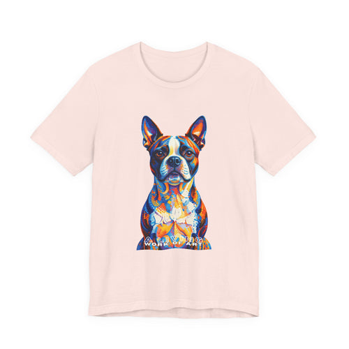 Boston Terrier T Shirt | Living Work of Art Collection | Pointillism Style