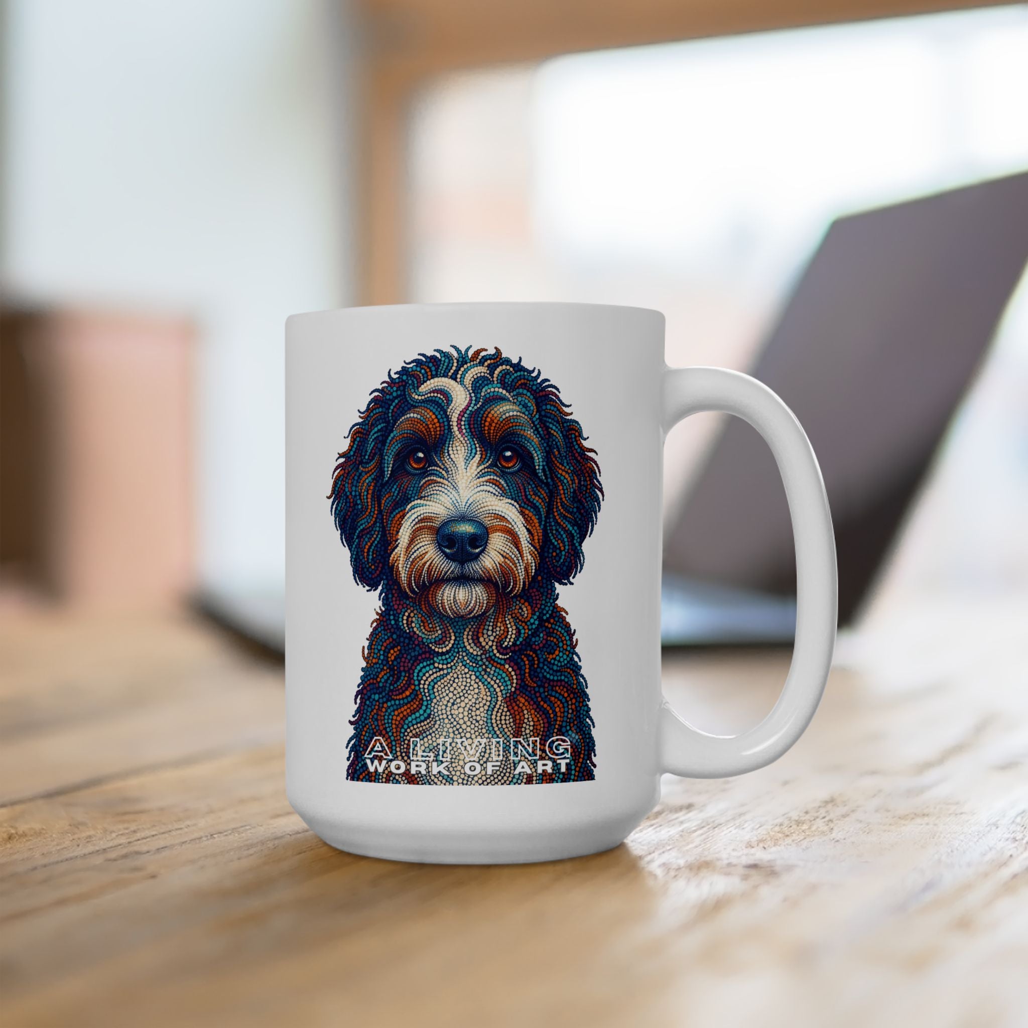Bernedoodle Coffee Mug | Living Work of Art Collection | Pointillism Style