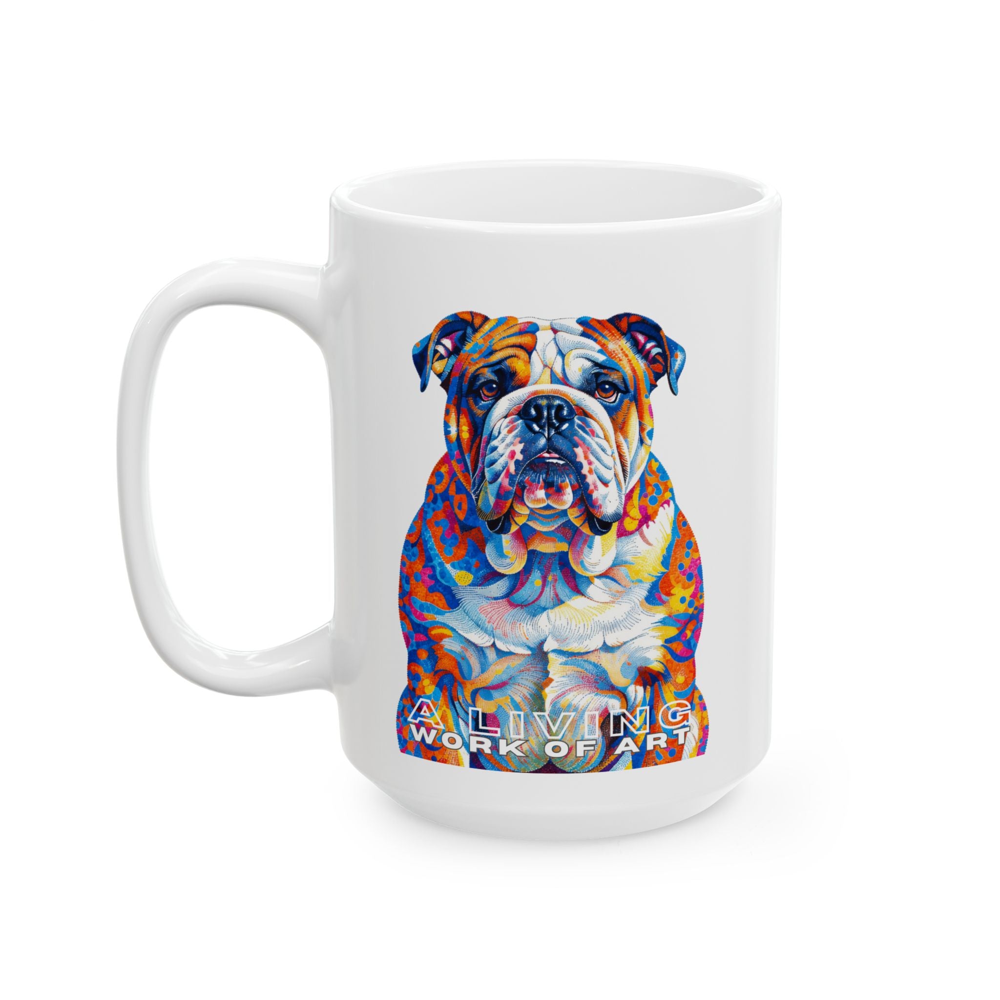 Bulldog Coffee Mug | Living Work of Art Collection | Pointillism Style