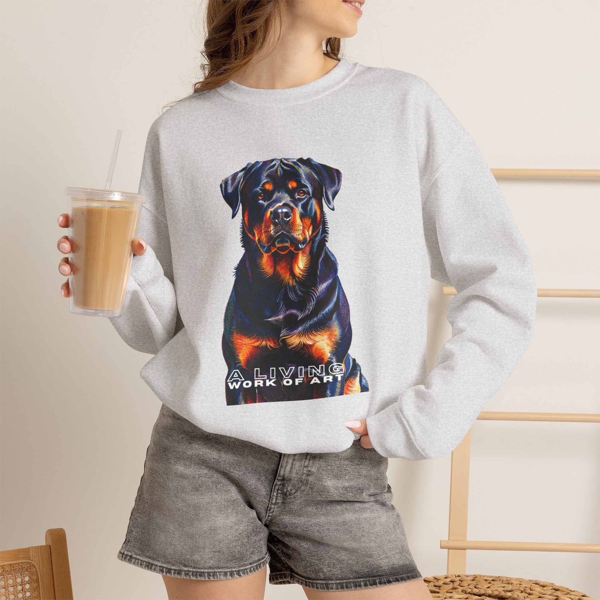 Rottweiler Sweatshirt | Living Work of Art Collection | Pointillism Style