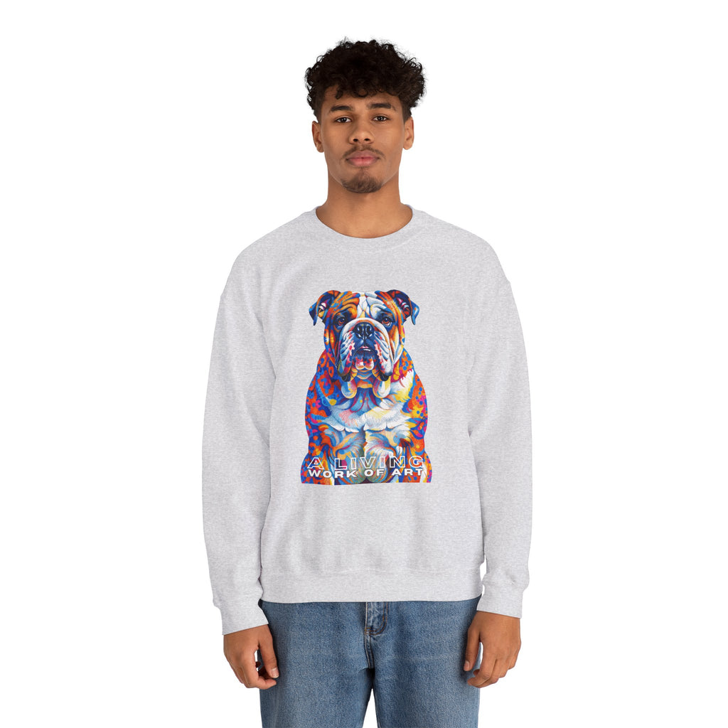 Bulldog Sweatshirt | Living Work of Art Collection | Pointillism Style