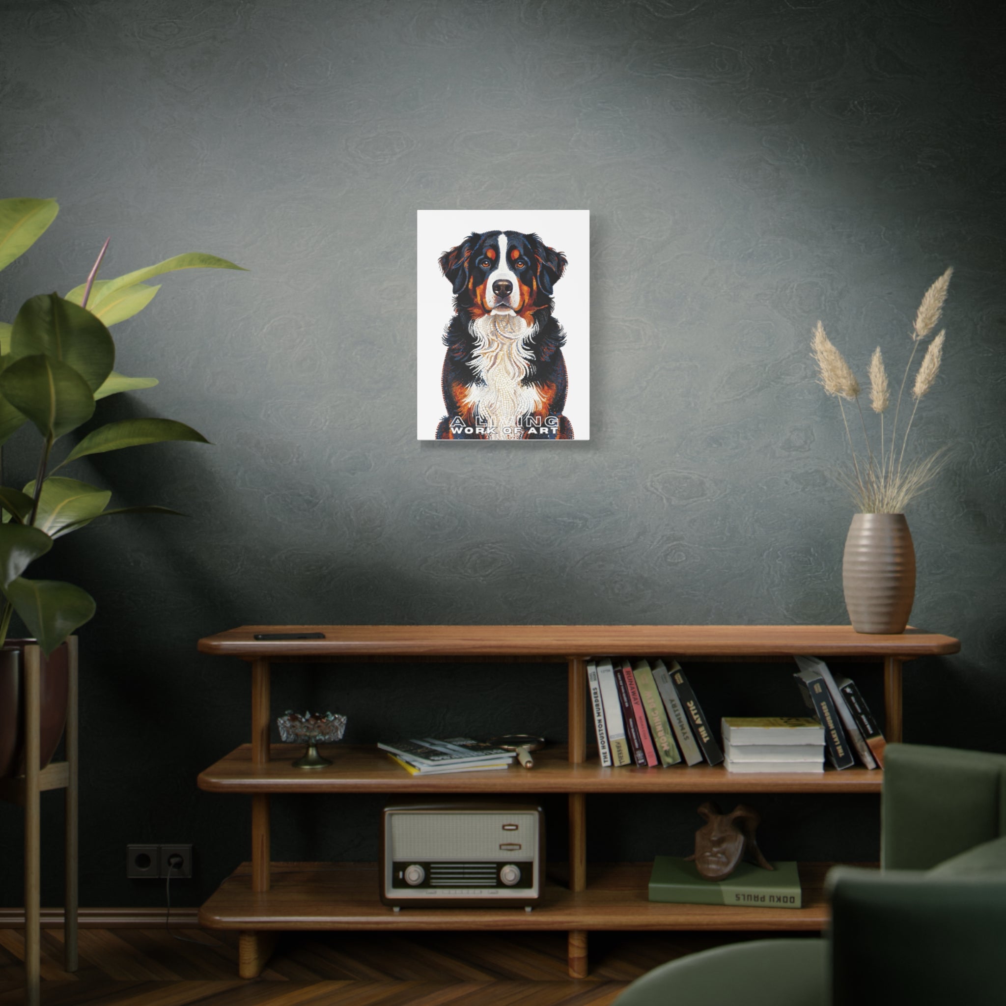 Bernese Mountain Dog Canvas Wall Art | Living Work of Art Collection | Pointillism Style Print