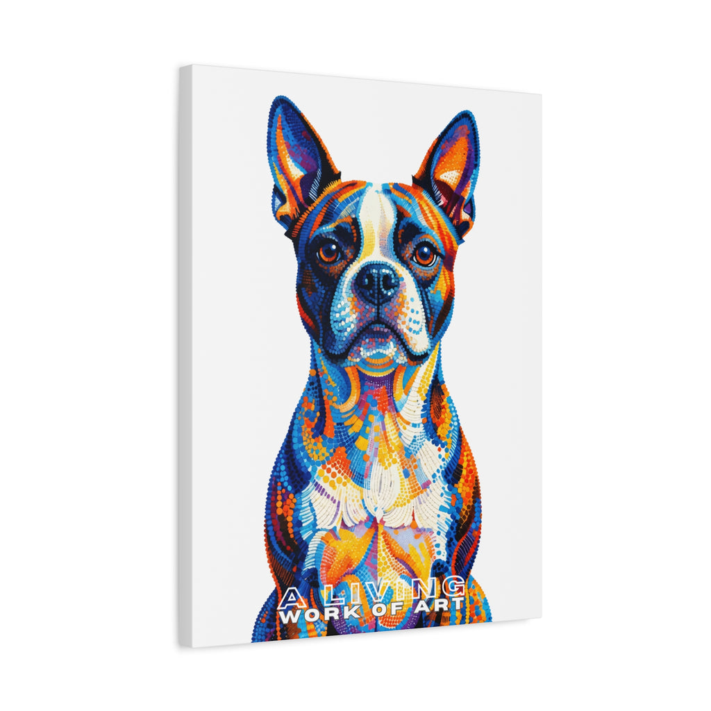 Boston Terrier Canvas Wall Art | Living Work of Art Collection | Pointillism Style Print