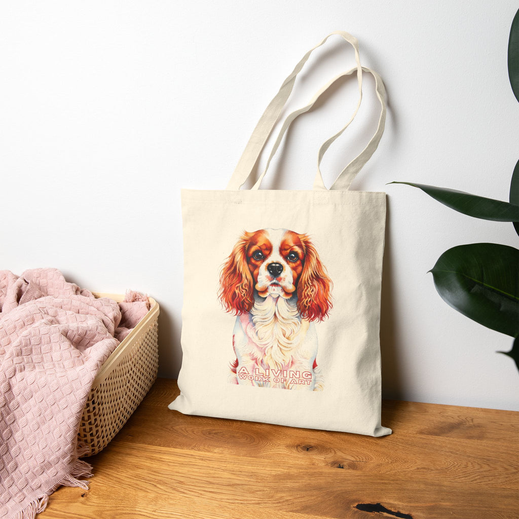 Cavalier King Charles Spaniel Tote Bag | Living Work of Art Collection | Pointillism Style