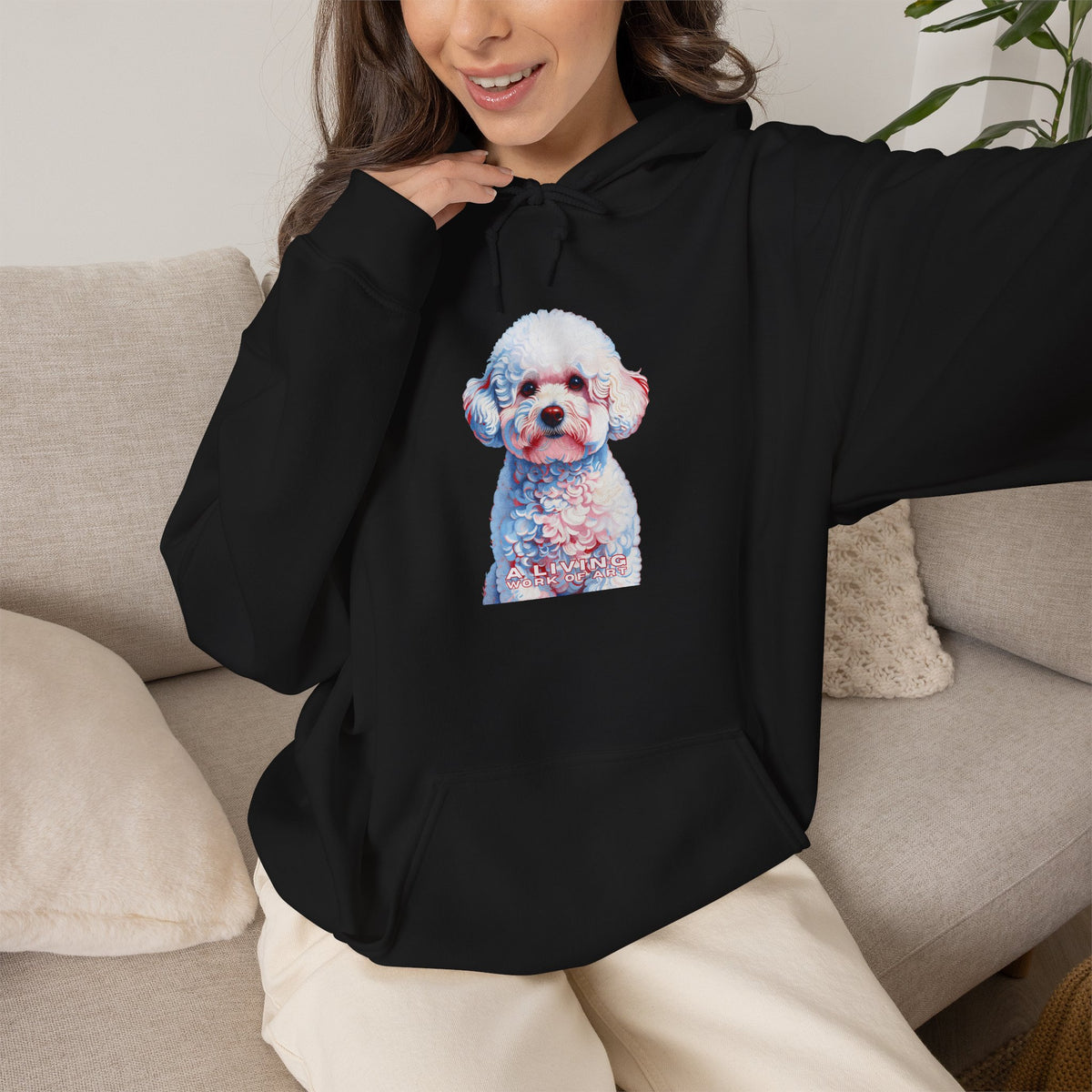 Bichon Frise Hoodie | Living Work of Art Collection | Pointillism Style