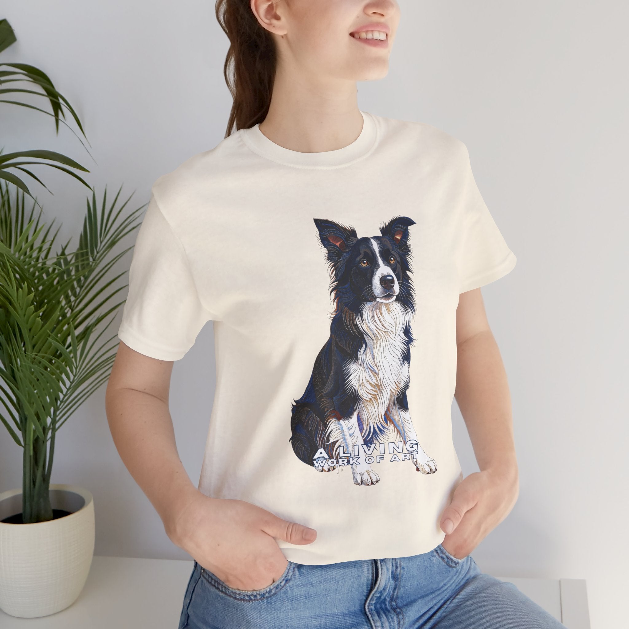 Border Collie T Shirt | Living Work of Art Collection | Pointillism Style