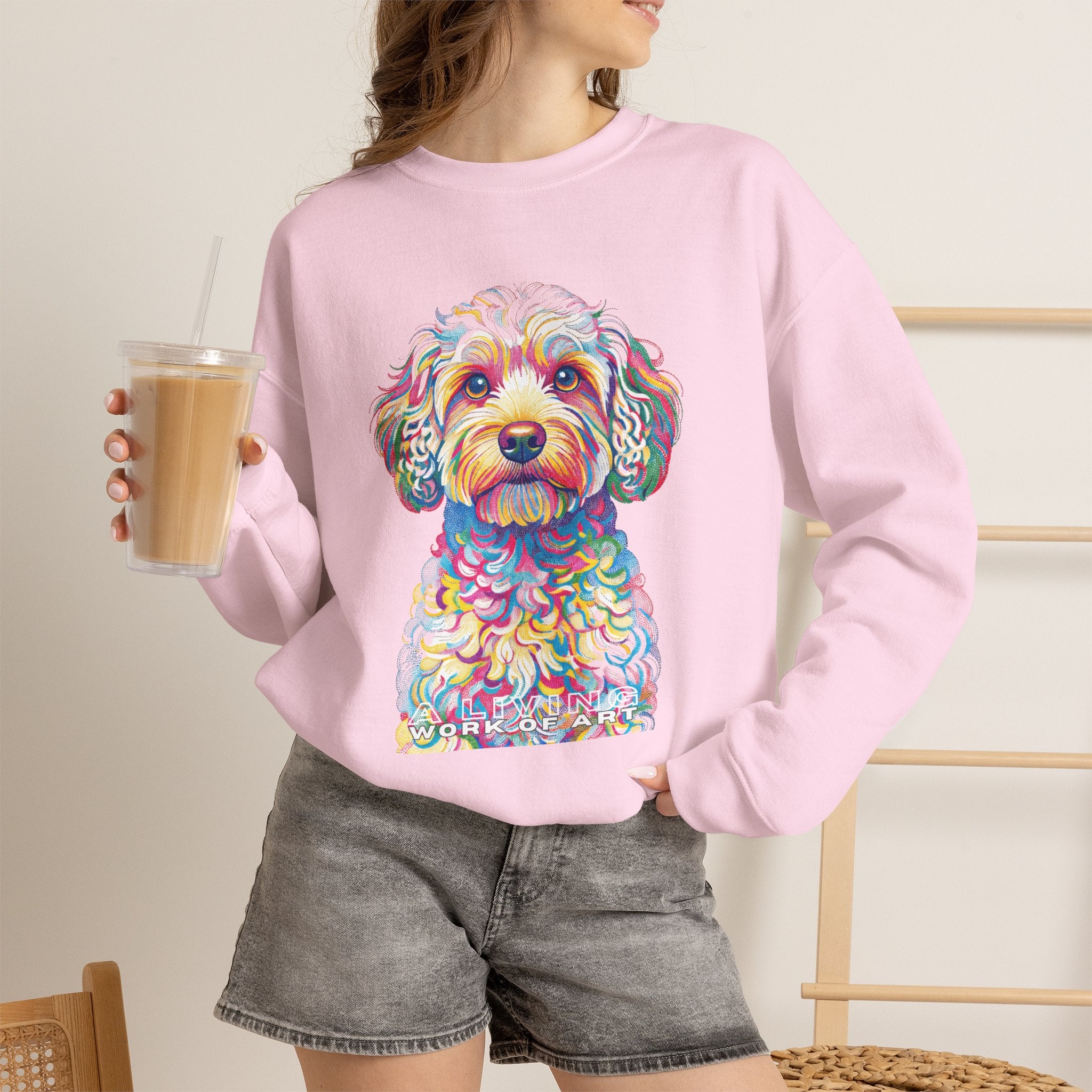 Cavapoo Sweatshirt | Living Work of Art Collection | Pointillism Style