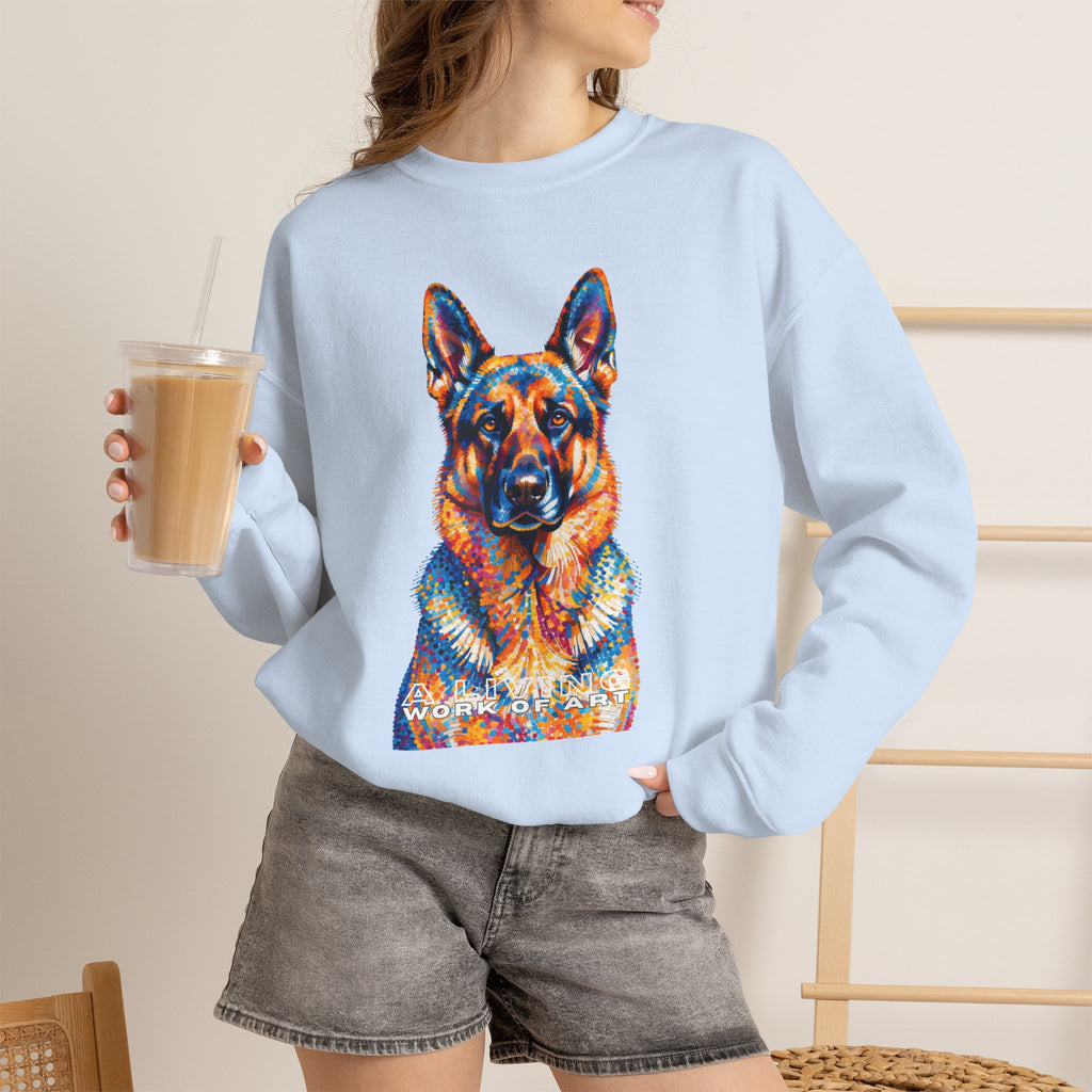 German Shepherd Sweatshirt | Living Work of Art Collection | Pointillism Style